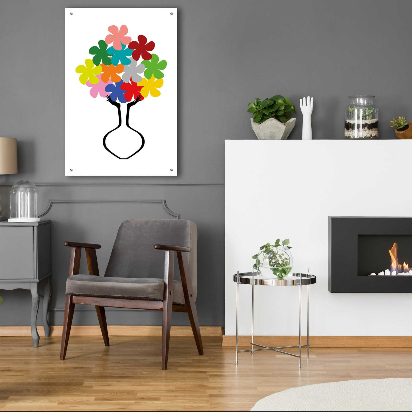 Epic Art 'Holding Some Flowers' by Cesare Bellassai, Acrylic Glass Wall Art,24x36