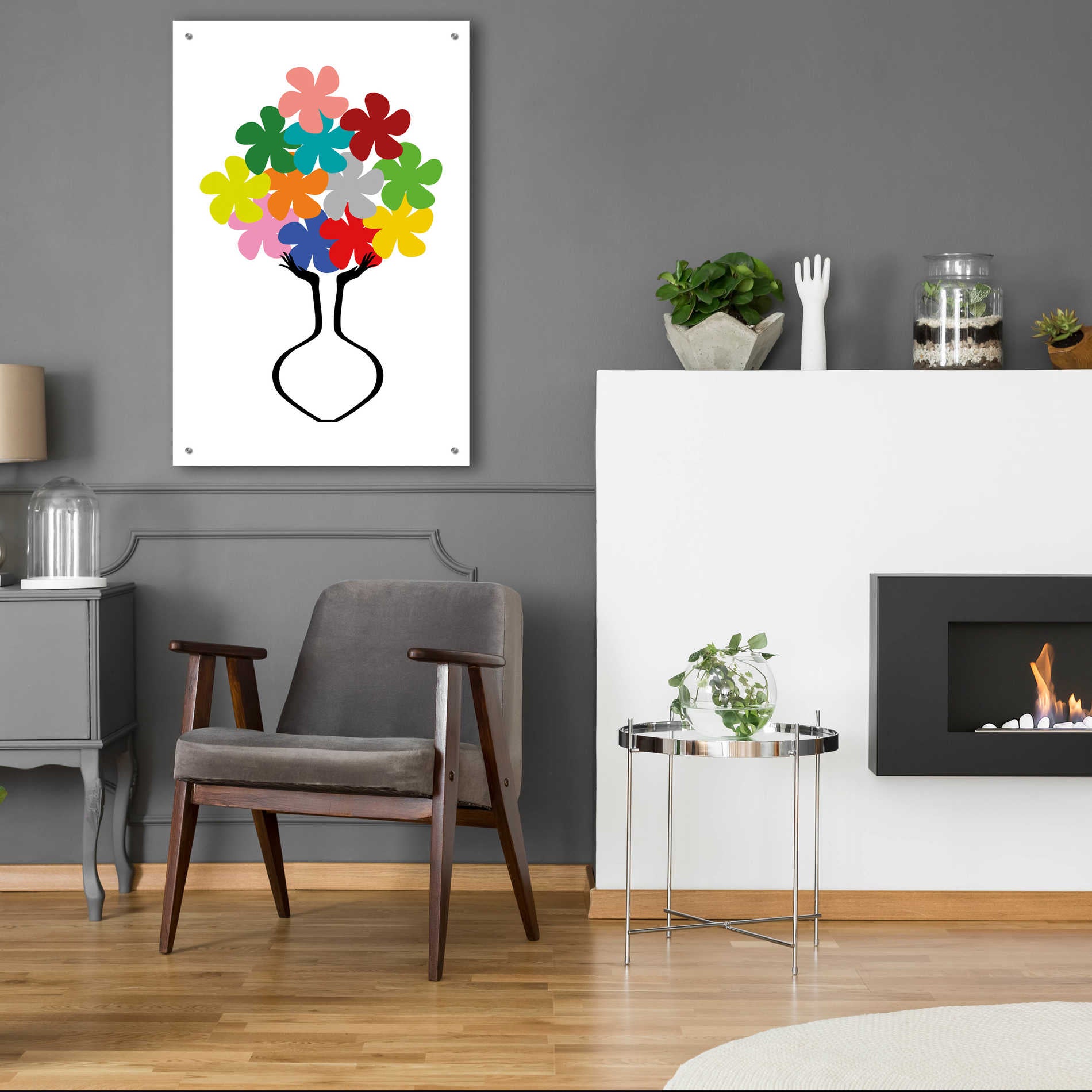 Epic Art 'Holding Some Flowers' by Cesare Bellassai, Acrylic Glass Wall Art,24x36