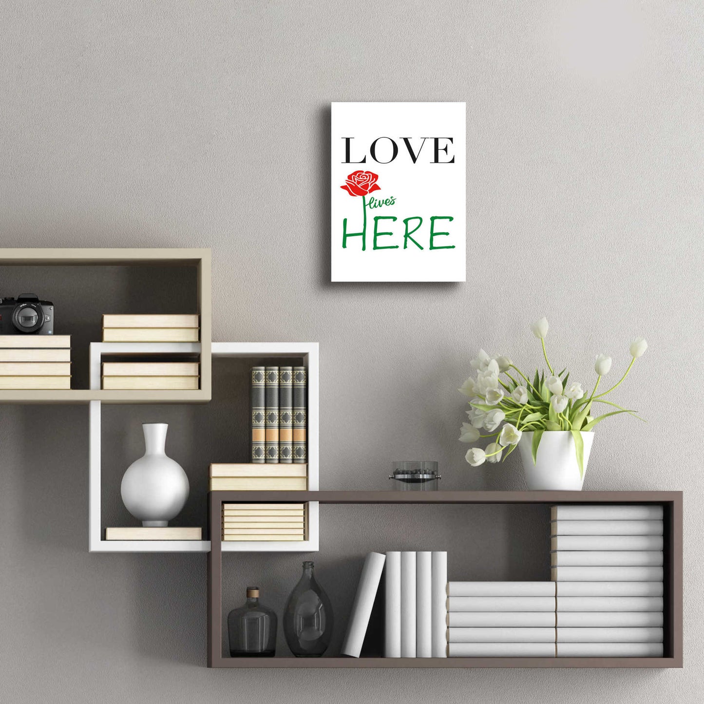 Epic Art 'Love Lives Here' by Cesare Bellassai, Acrylic Glass Wall Art,12x16