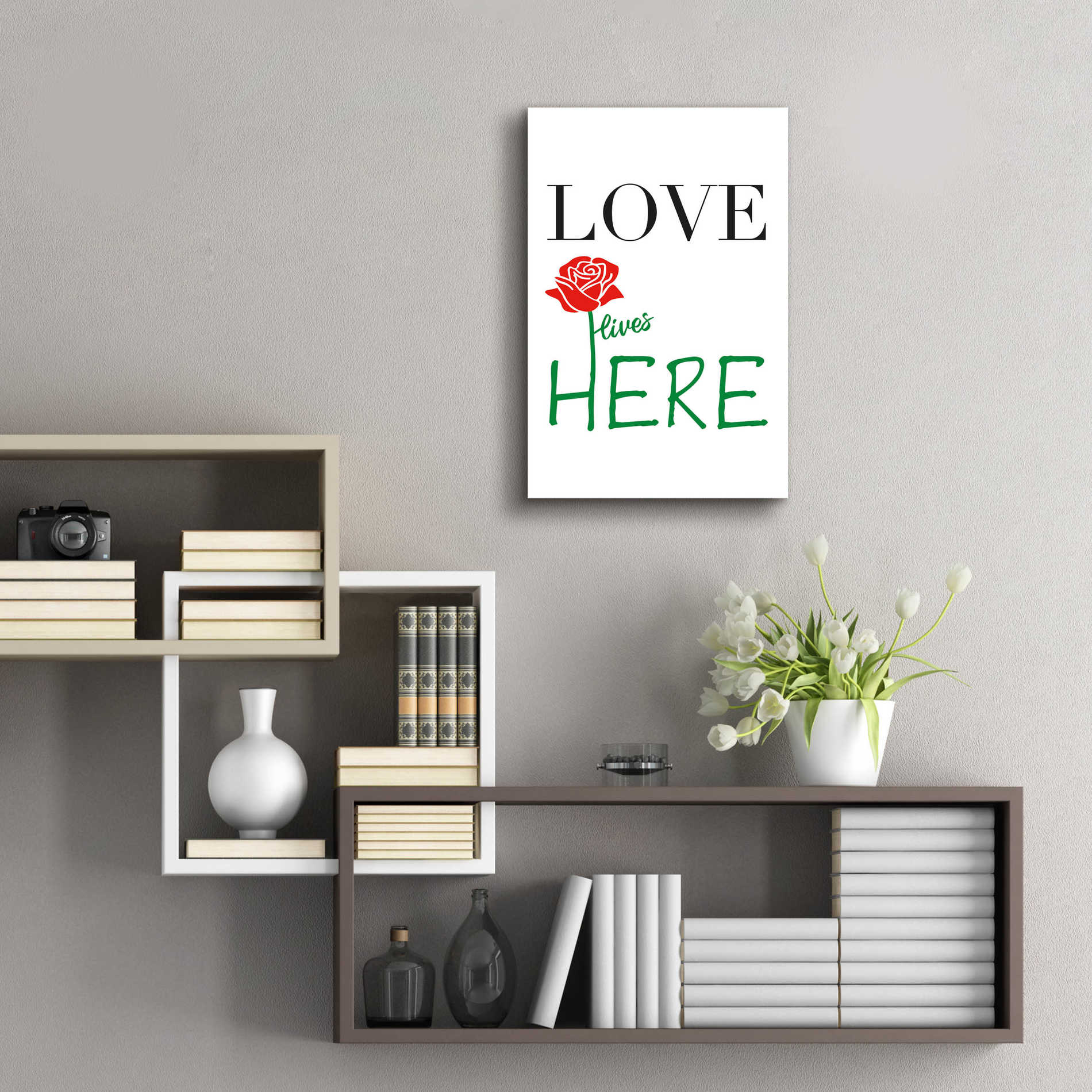 Epic Art 'Love Lives Here' by Cesare Bellassai, Acrylic Glass Wall Art,16x24