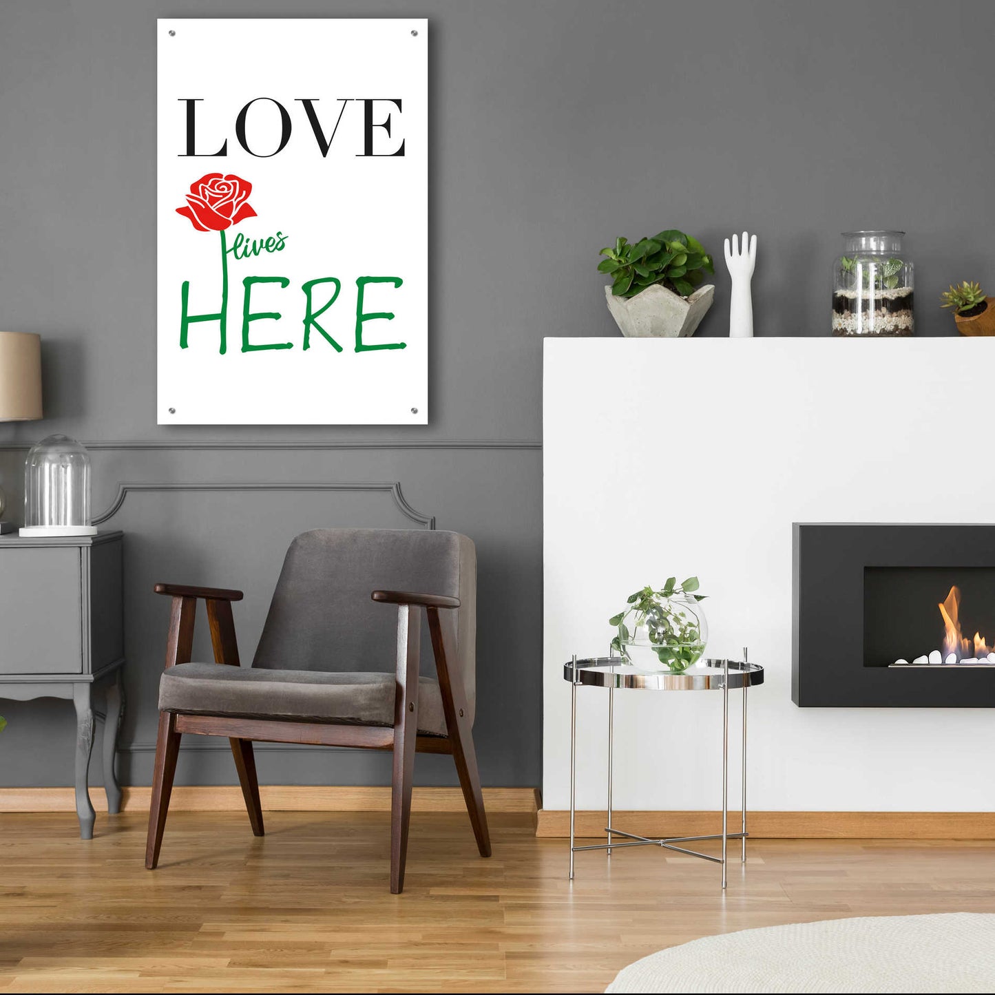 Epic Art 'Love Lives Here' by Cesare Bellassai, Acrylic Glass Wall Art,24x36