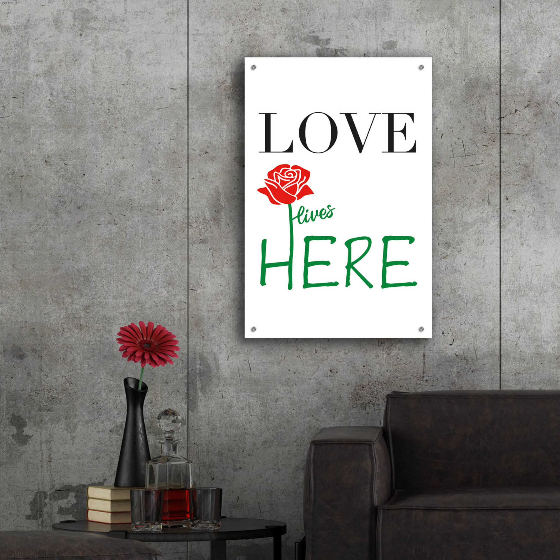 Epic Art 'Love Lives Here' by Cesare Bellassai, Acrylic Glass Wall Art,24x36