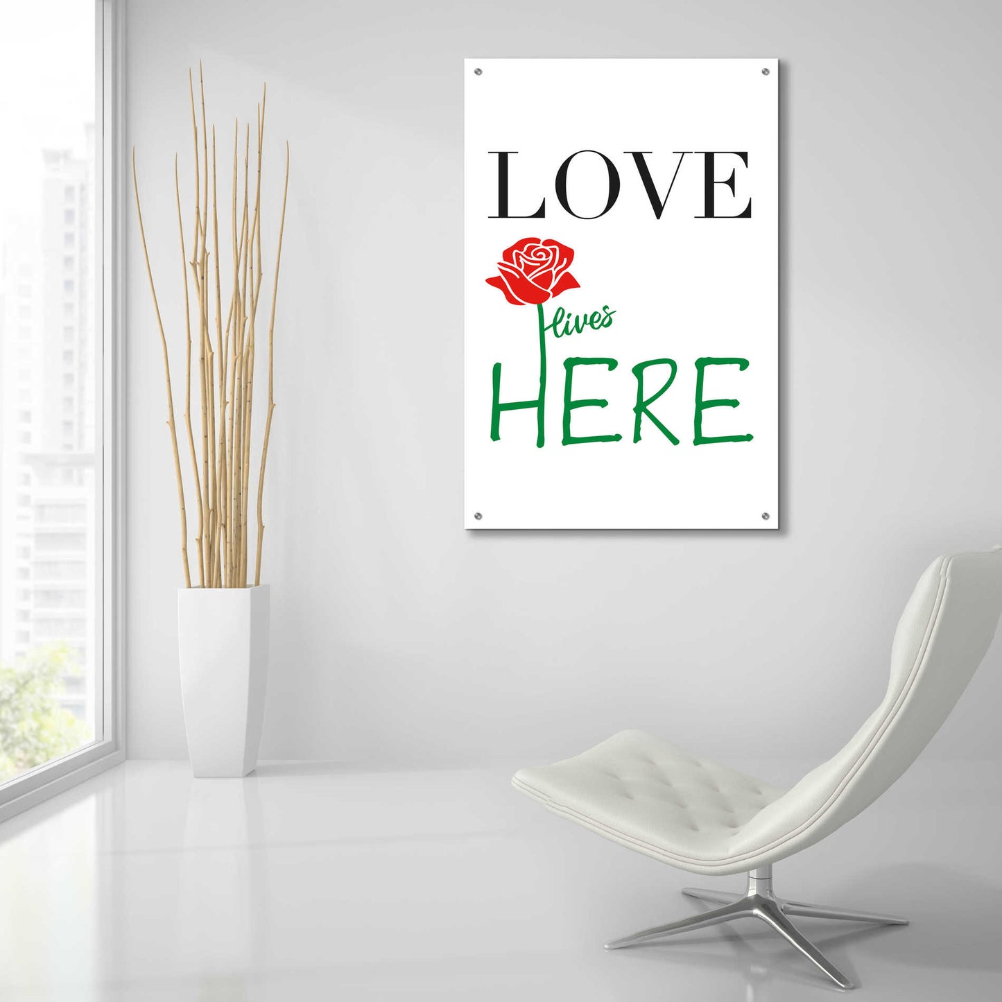 Epic Art 'Love Lives Here' by Cesare Bellassai, Acrylic Glass Wall Art,24x36