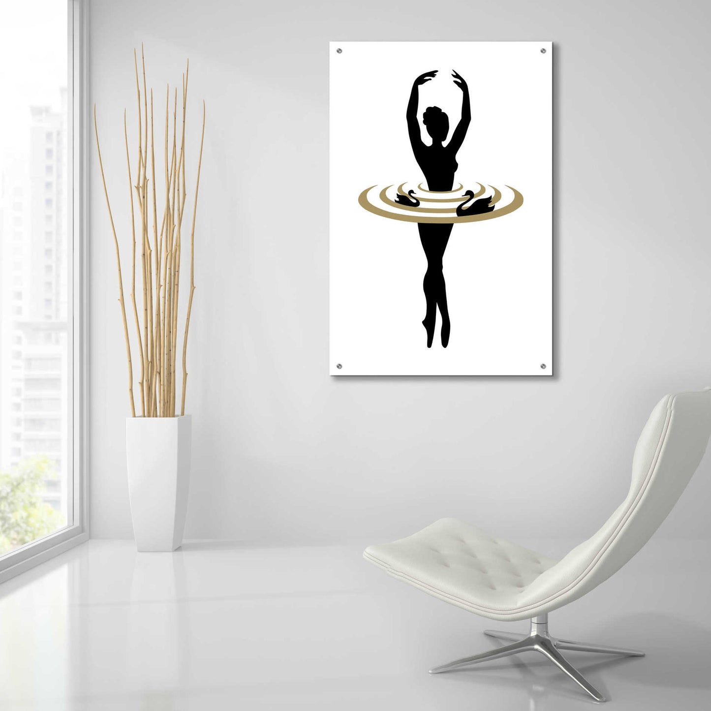 Epic Art 'The Black Swan' by Cesare Bellassai, Acrylic Glass Wall Art,24x36