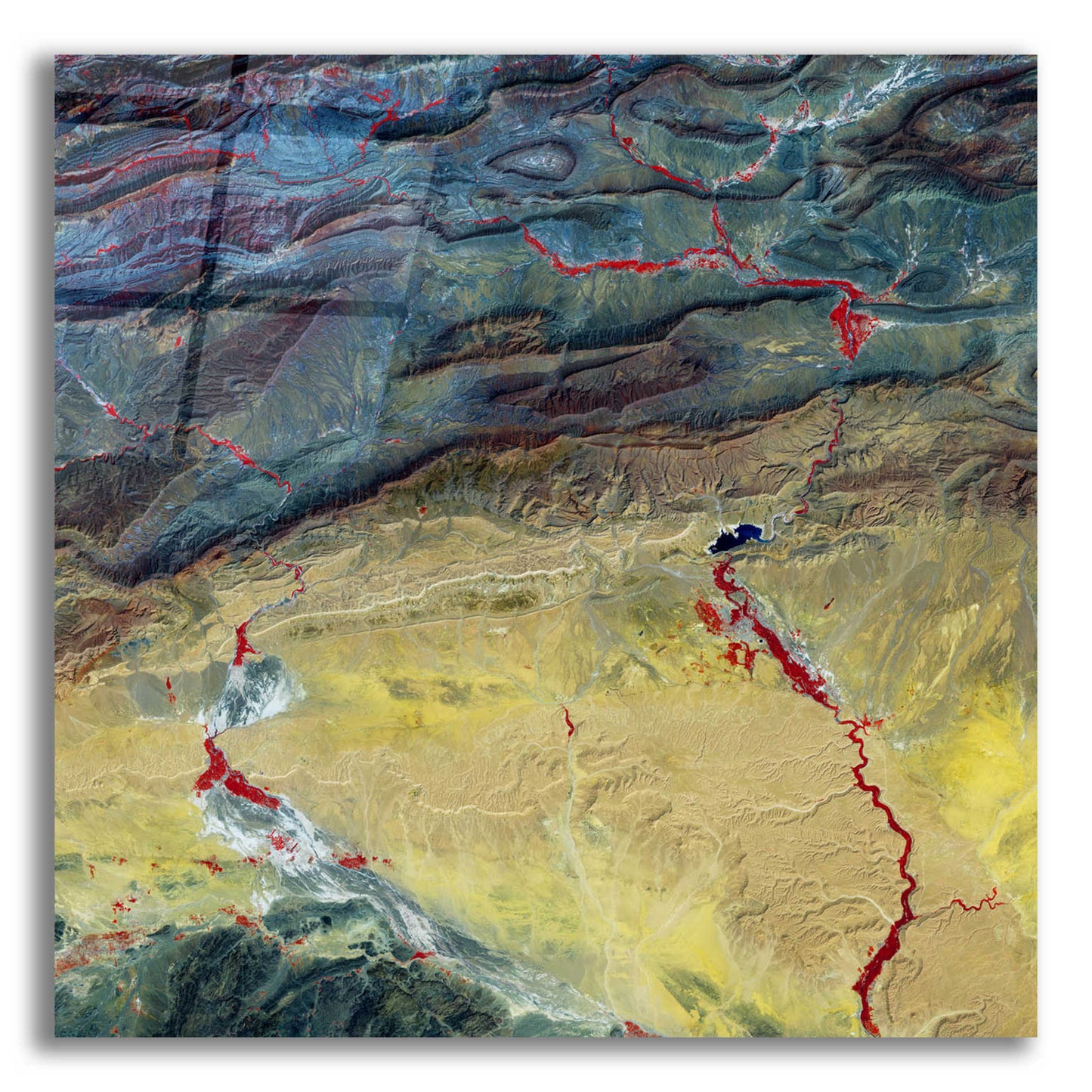 Epic Art 'Earth as Art: Crimson Streams,' Acrylic Glass Wall Art,12x12x1.1x0,18x18x1.1x0,26x26x1.74x0,37x37x1.74x0