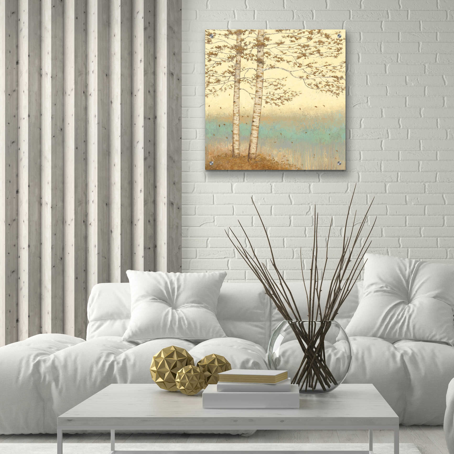 Epic Art 'Golden Birch I' by James Wiens, Acrylic Glass Wall Art,24x24