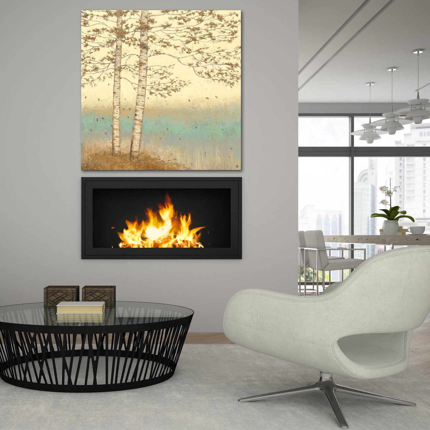 Epic Art 'Golden Birch I' by James Wiens, Acrylic Glass Wall Art,36x36