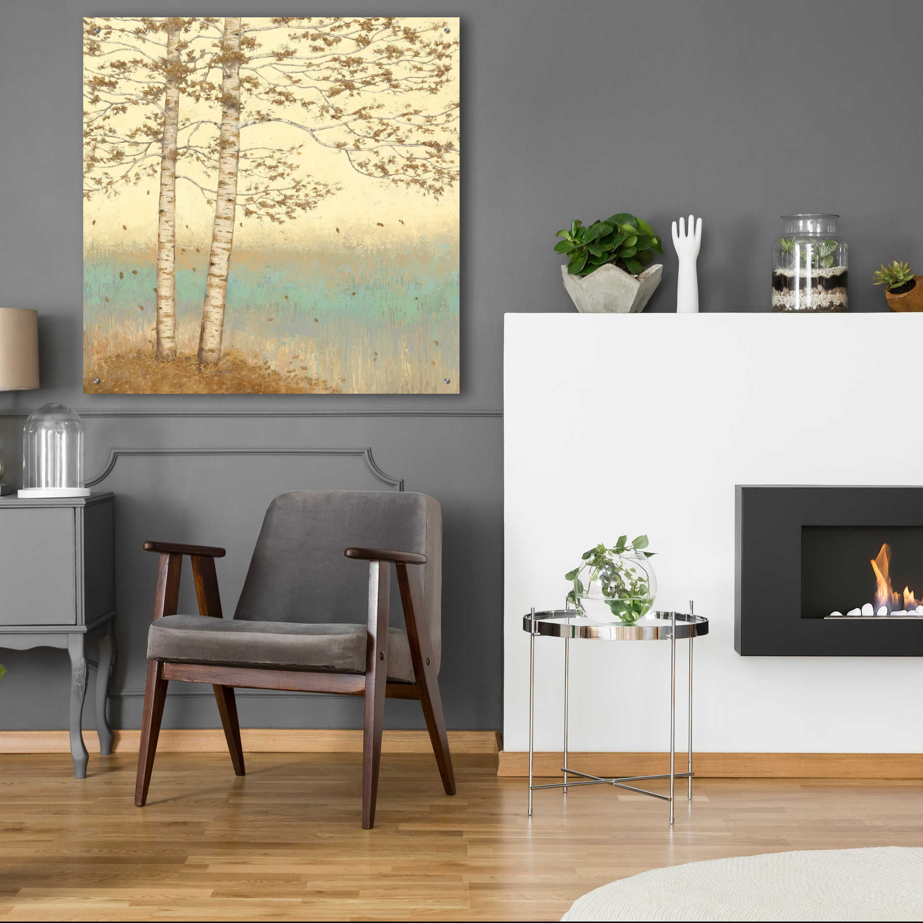 Epic Art 'Golden Birch I' by James Wiens, Acrylic Glass Wall Art,36x36