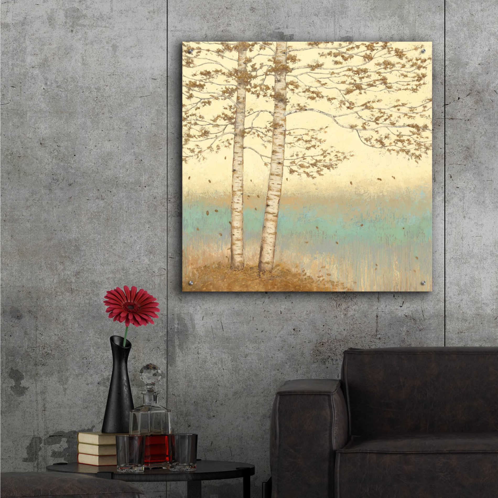 Epic Art 'Golden Birch I' by James Wiens, Acrylic Glass Wall Art,36x36