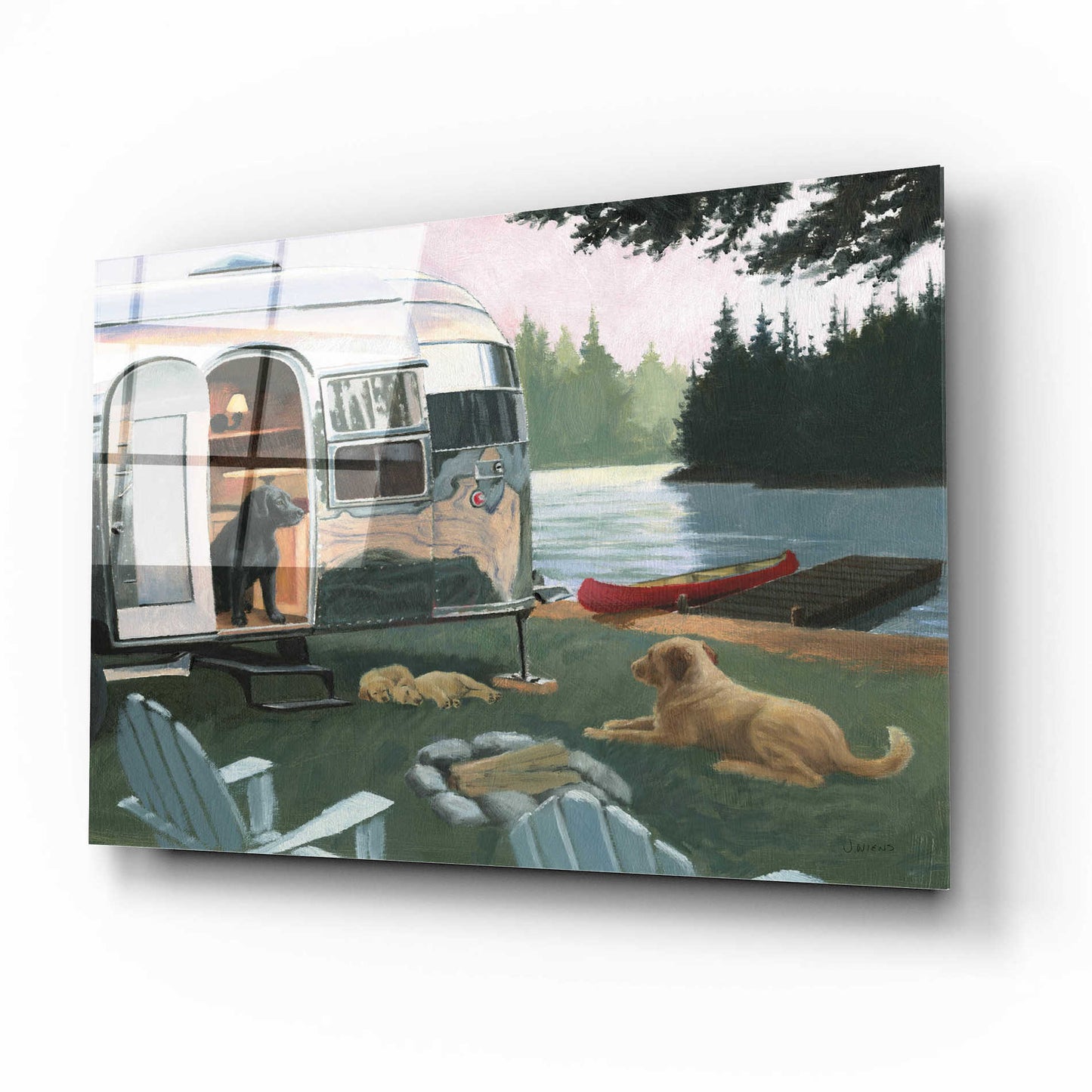 Epic Art 'Canine Camp' by James Wiens, Acrylic Glass Wall Art,16x12
