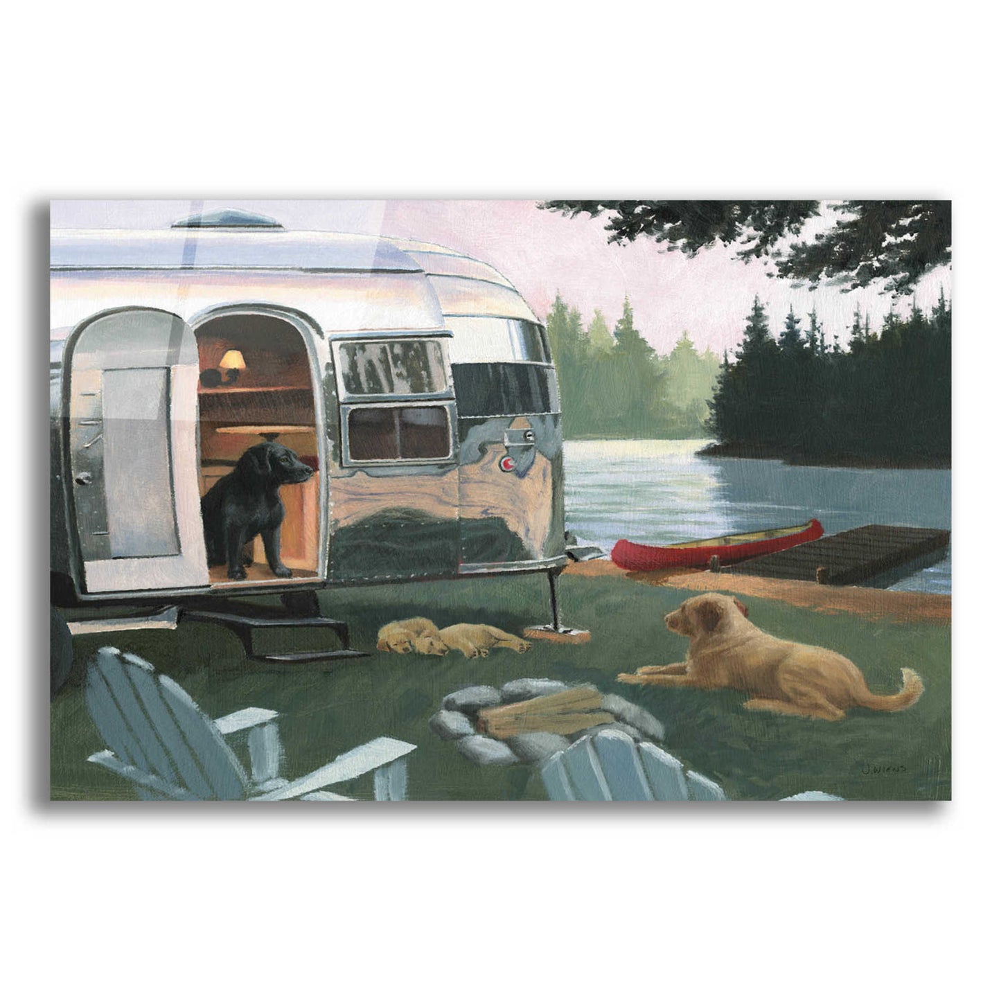 Epic Art 'Canine Camp' by James Wiens, Acrylic Glass Wall Art,16x12x1.1x0,24x20x1.1x0,30x26x1.74x0,54x40x1.74x0
