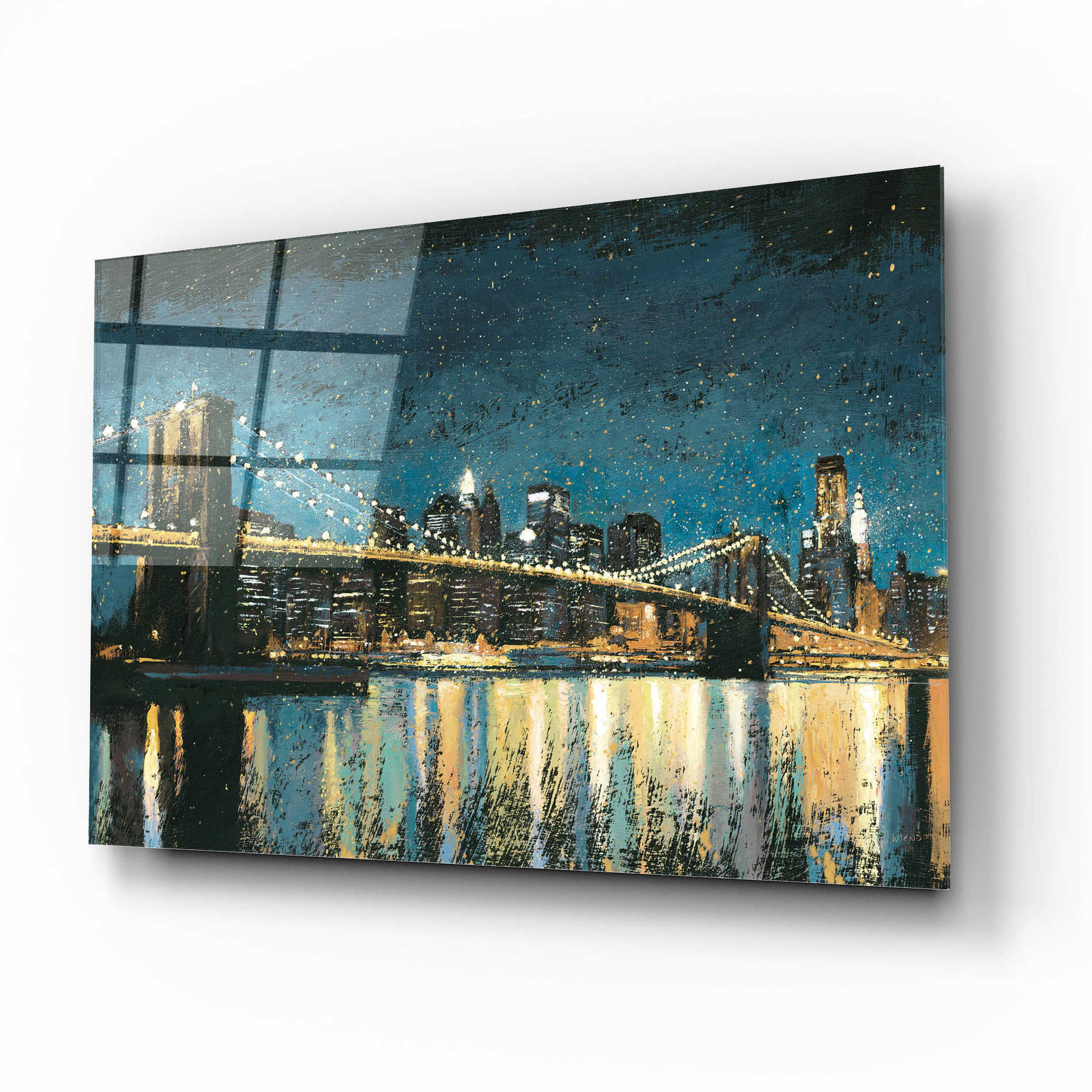 Epic Art 'Bright City Lights Blue I' by James Wiens, Acrylic Glass Wall Art,16x12