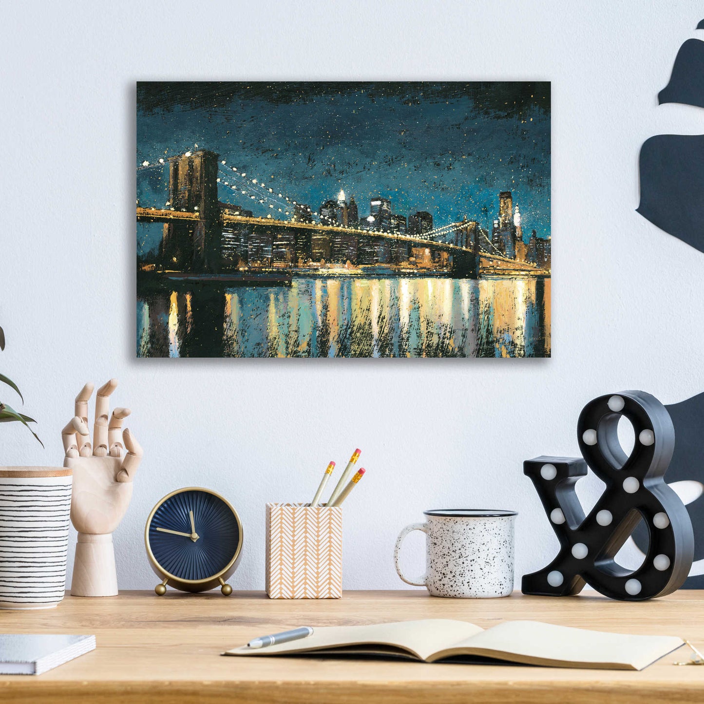 Epic Art 'Bright City Lights Blue I' by James Wiens, Acrylic Glass Wall Art,16x12