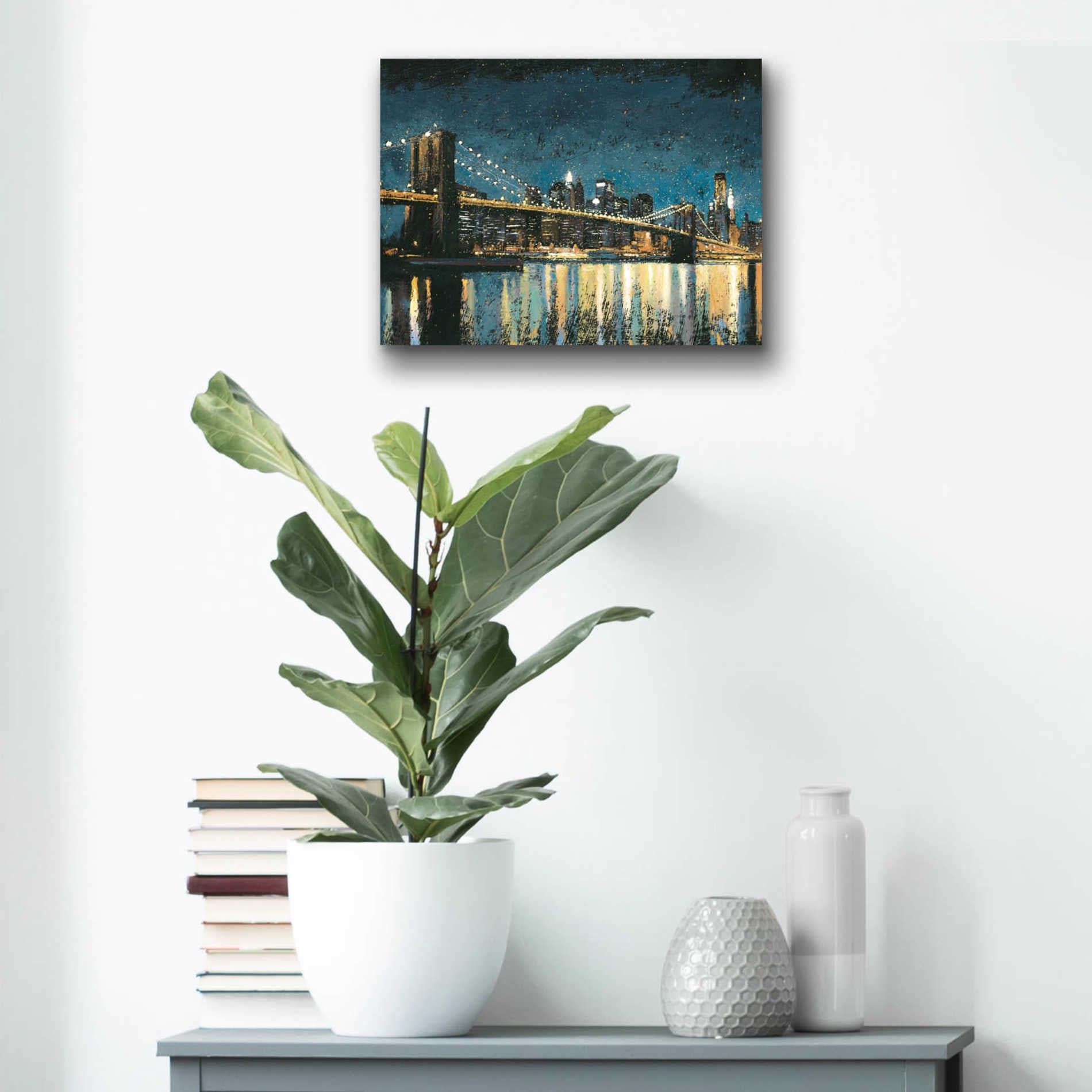 Epic Art 'Bright City Lights Blue I' by James Wiens, Acrylic Glass Wall Art,16x12