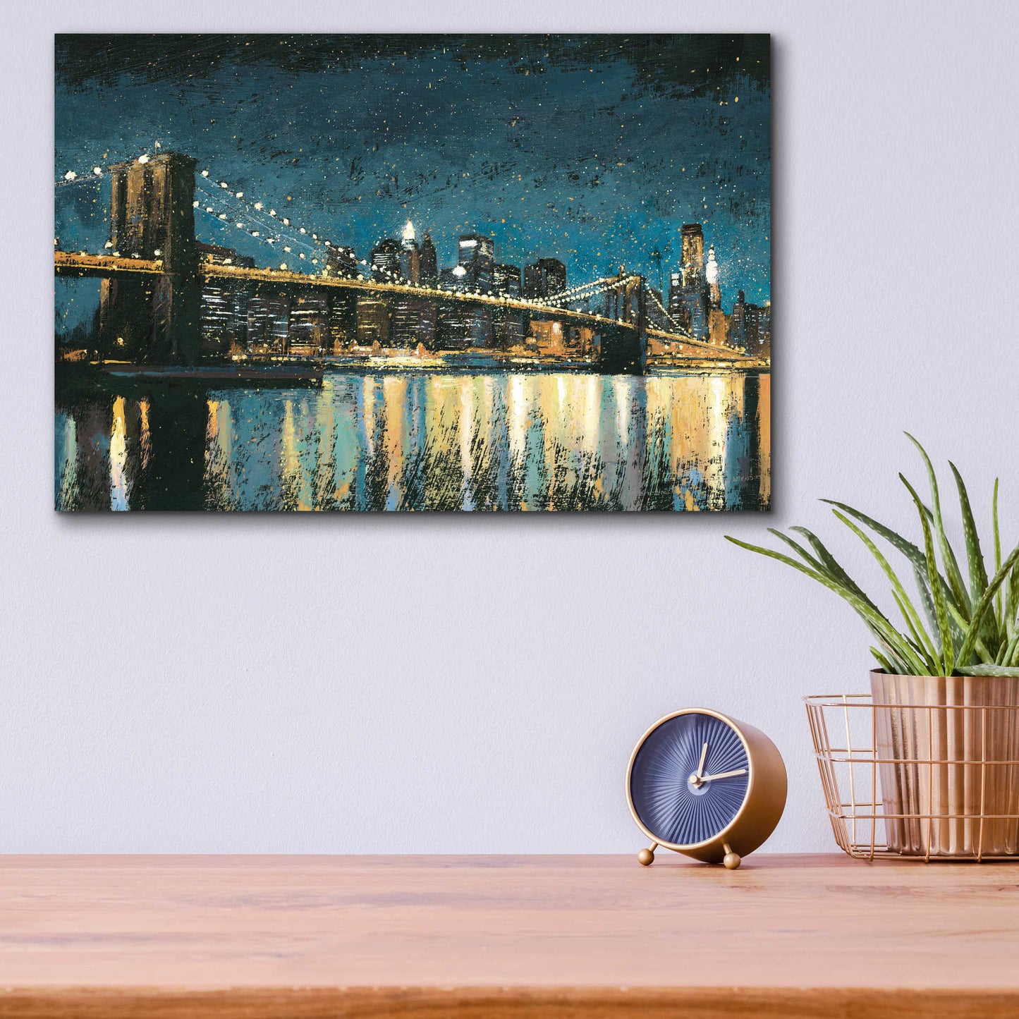 Epic Art 'Bright City Lights Blue I' by James Wiens, Acrylic Glass Wall Art,16x12