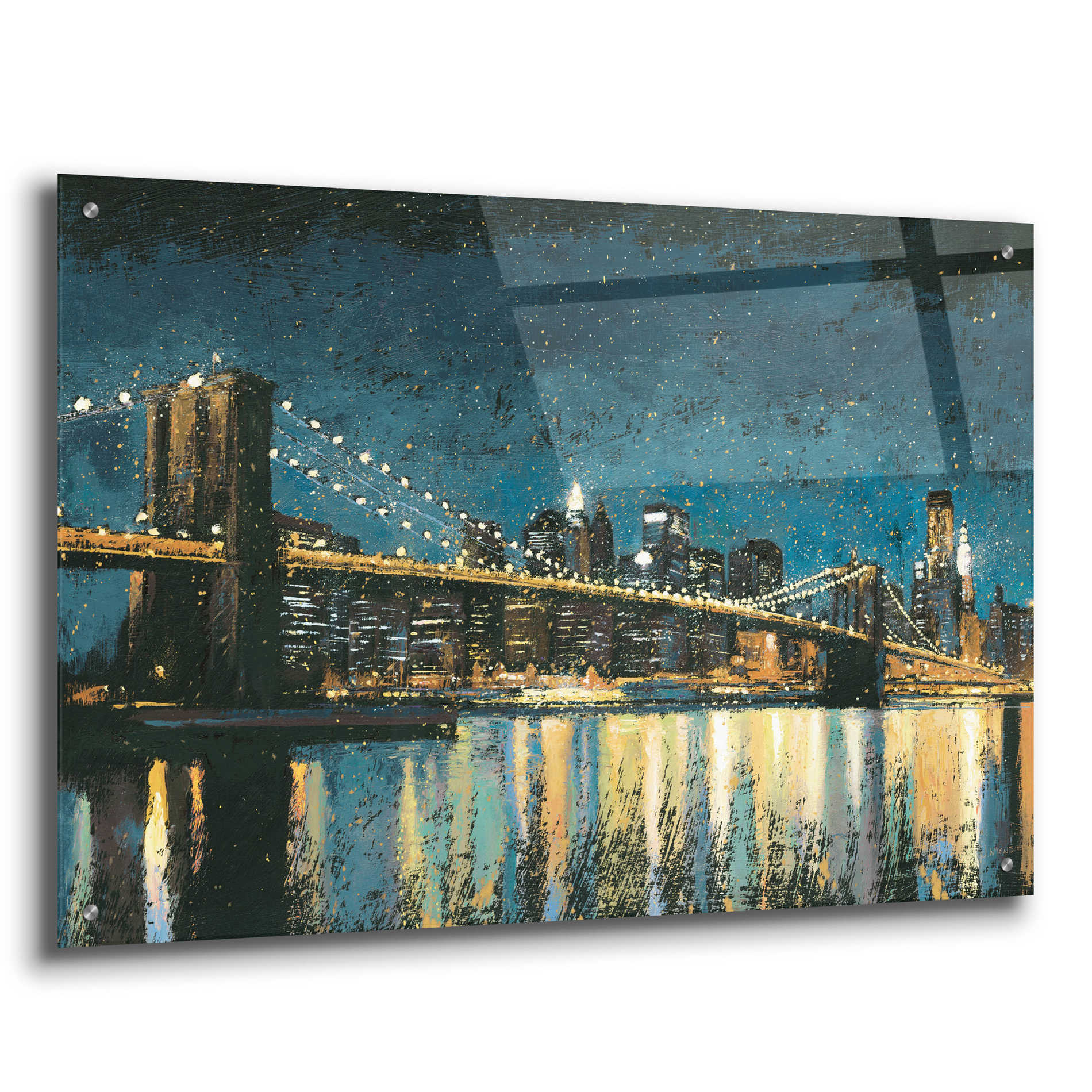 Epic Art 'Bright City Lights Blue I' by James Wiens, Acrylic Glass Wall Art,36x24