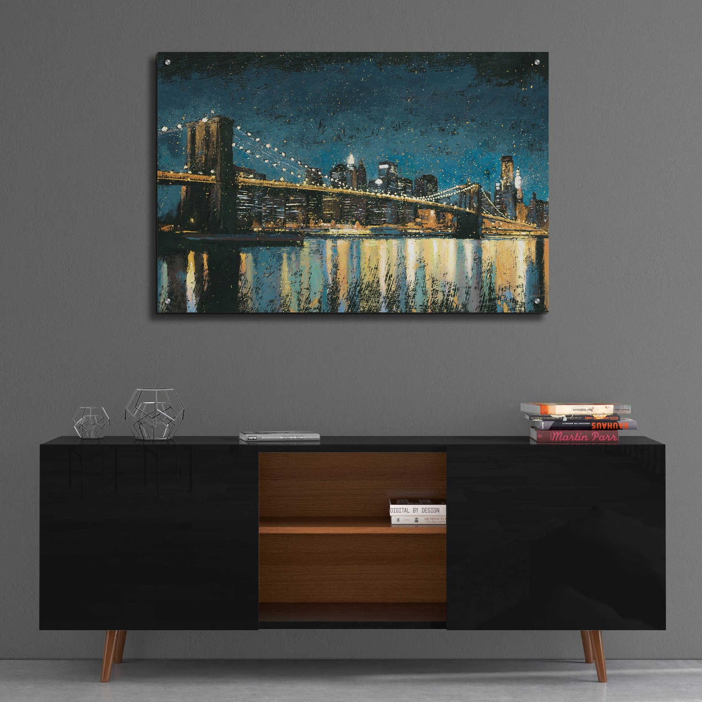 Epic Art 'Bright City Lights Blue I' by James Wiens, Acrylic Glass Wall Art,36x24