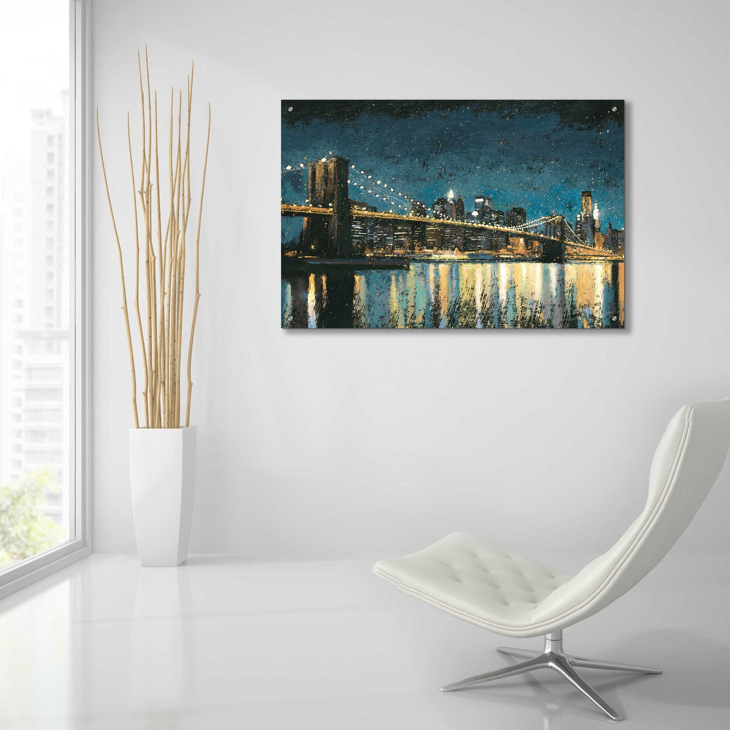 Epic Art 'Bright City Lights Blue I' by James Wiens, Acrylic Glass Wall Art,36x24