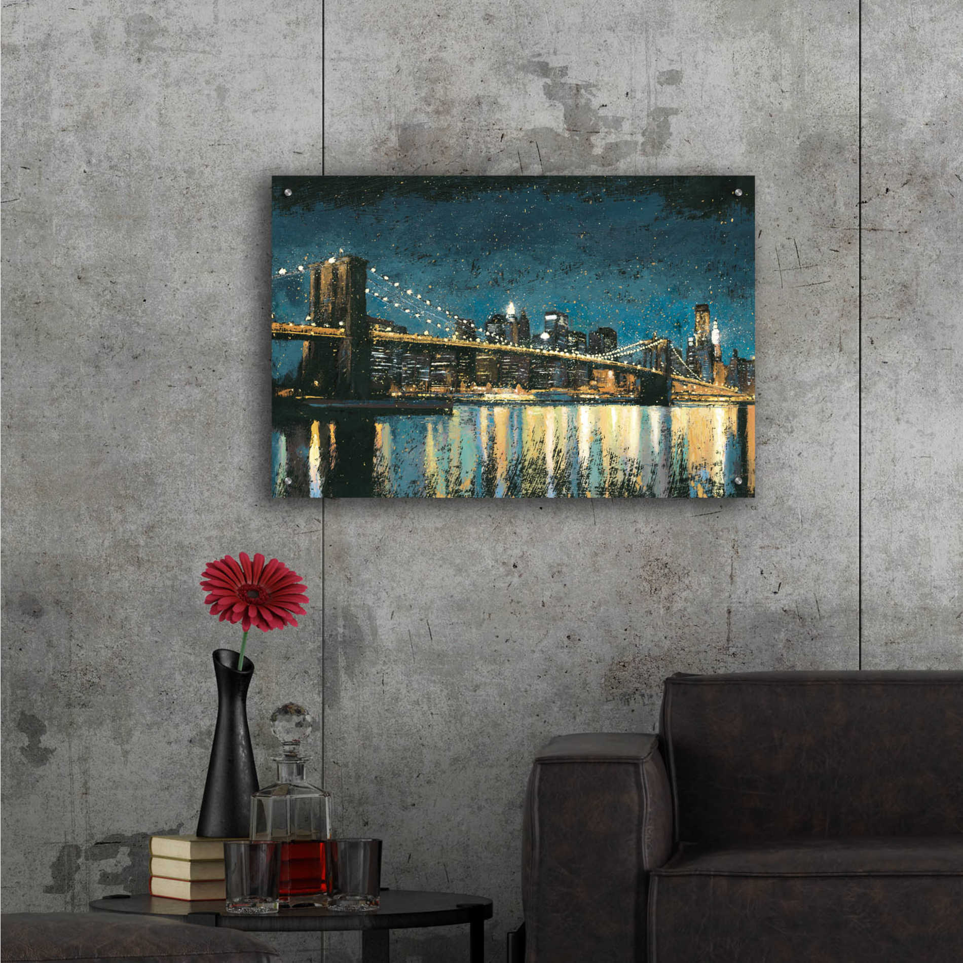 Epic Art 'Bright City Lights Blue I' by James Wiens, Acrylic Glass Wall Art,36x24