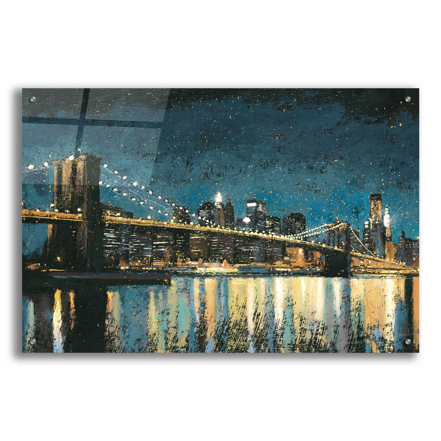 Epic Art 'Bright City Lights Blue I' by James Wiens, Acrylic Glass Wall Art,36x24