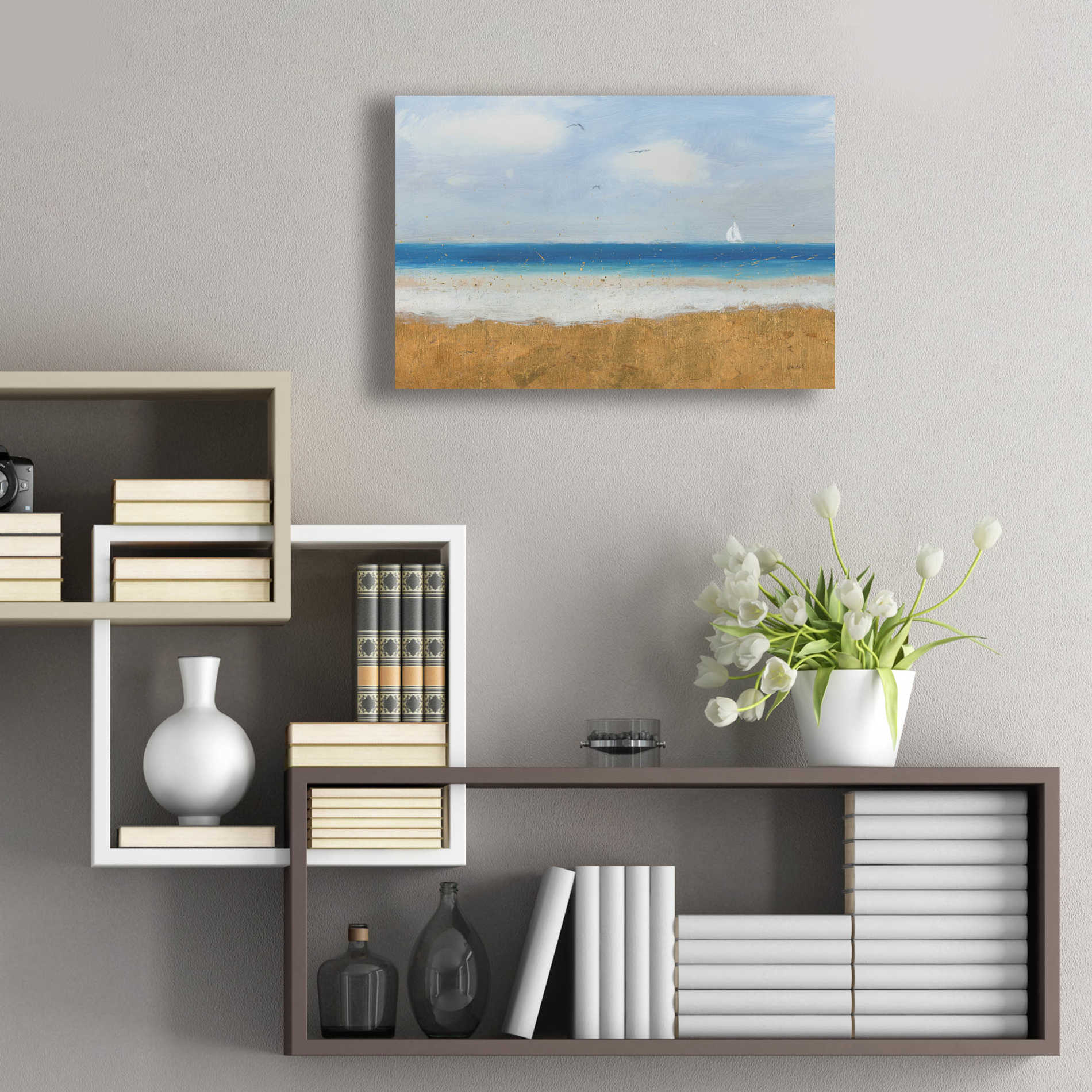 Epic Art 'Beach Horizon' by James Wiens, Acrylic Glass Wall Art,24x16