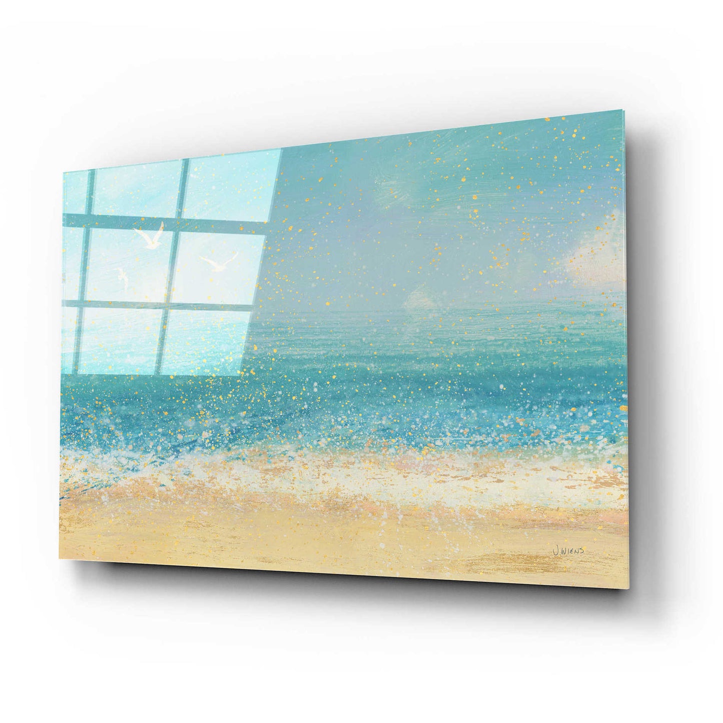 Epic Art 'Splatter Beach I' by James Wiens, Acrylic Glass Wall Art,24x16