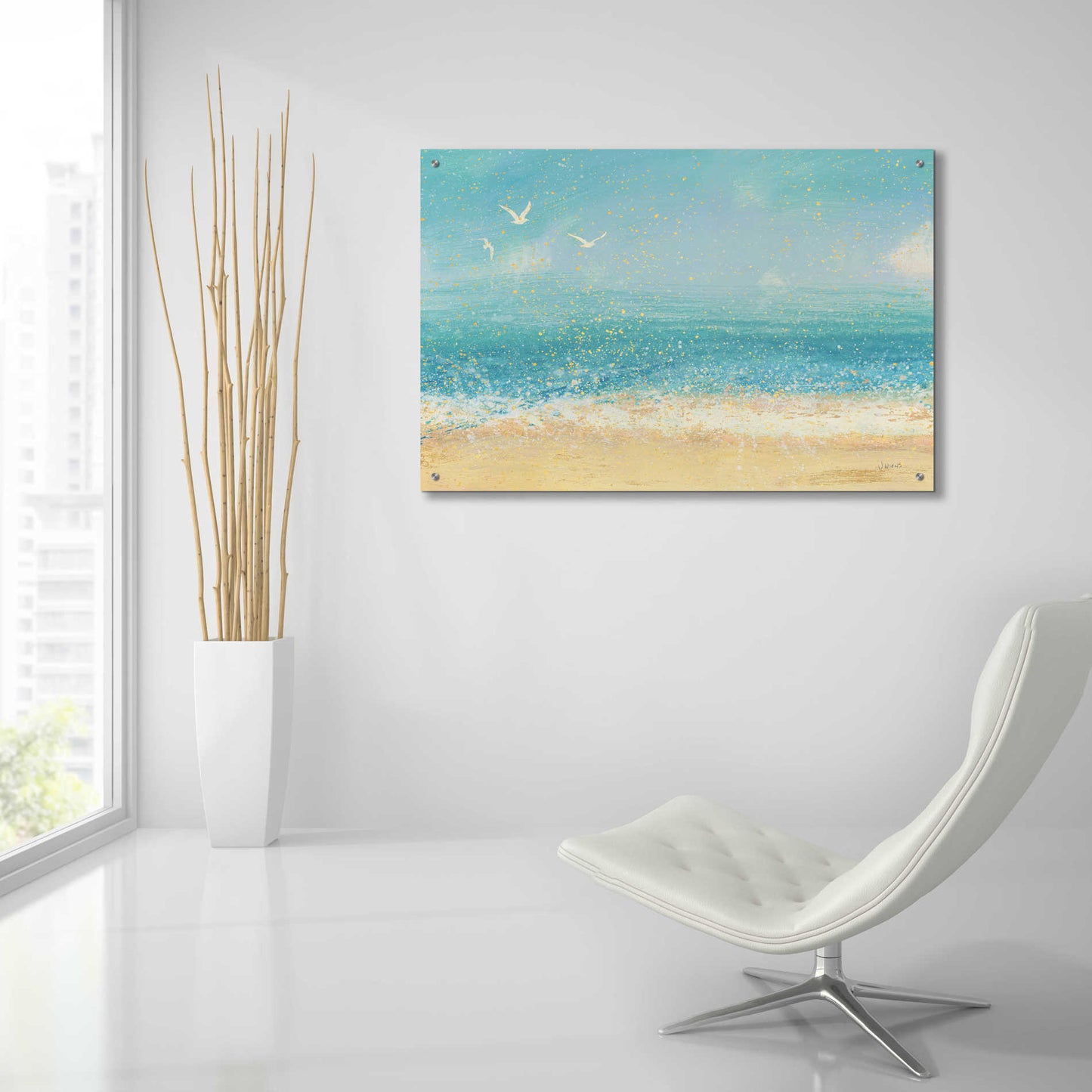 Epic Art 'Splatter Beach I' by James Wiens, Acrylic Glass Wall Art,36x24