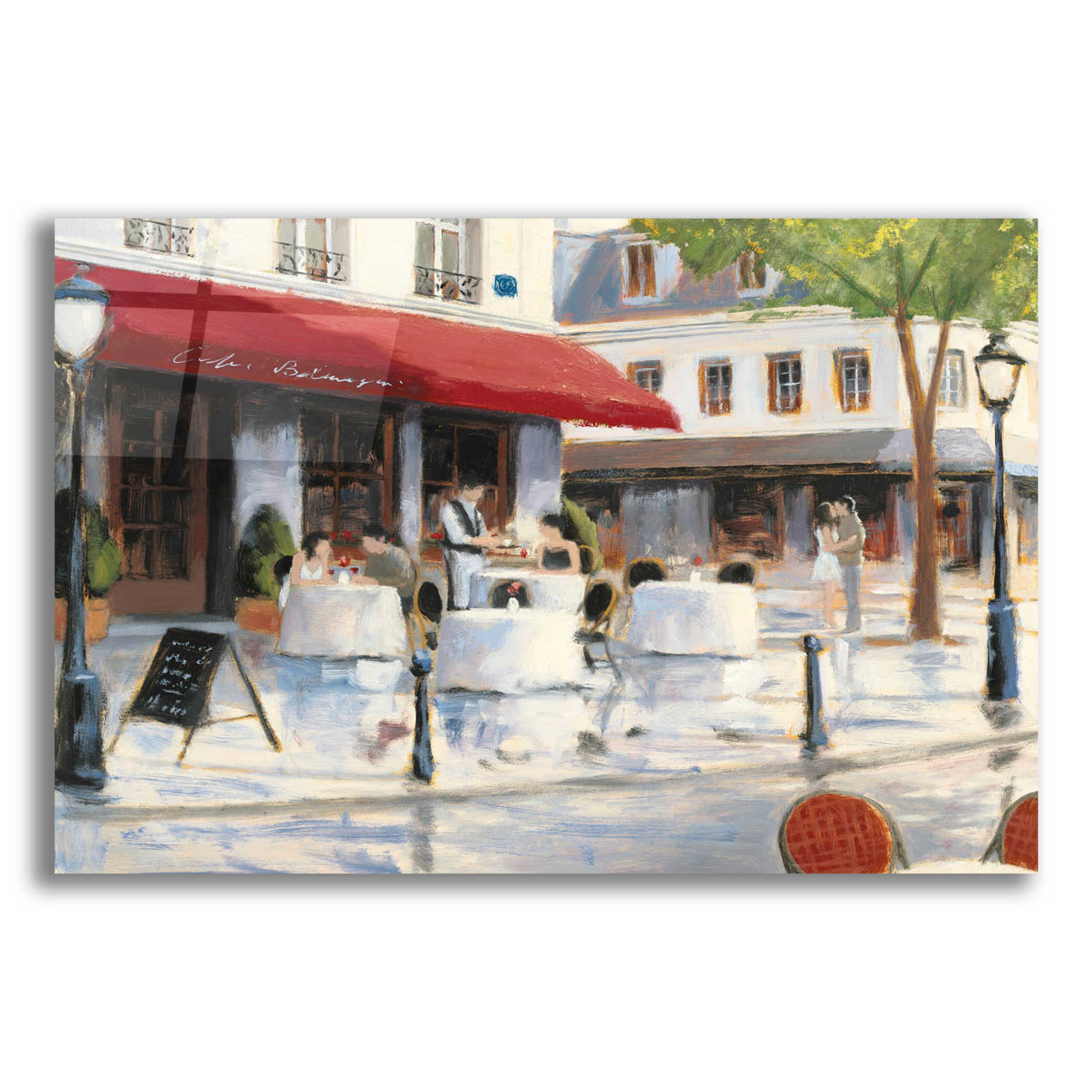 Epic Art 'Relaxing at the Cafe I' by James Wiens, Acrylic Glass Wall Art,16x12x1.1x0,26x18x1.1x0,34x26x1.74x0,54x40x1.74x0
