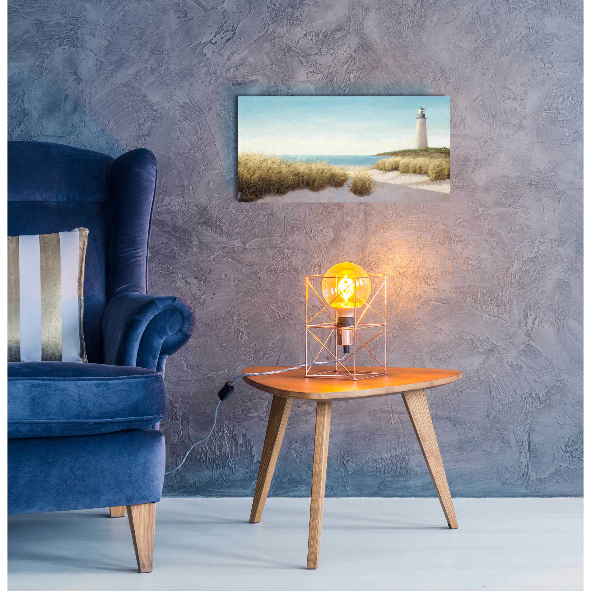 Epic Art 'Lighthouse by the Sea' by James Wiens, Acrylic Glass Wall Art,24x12