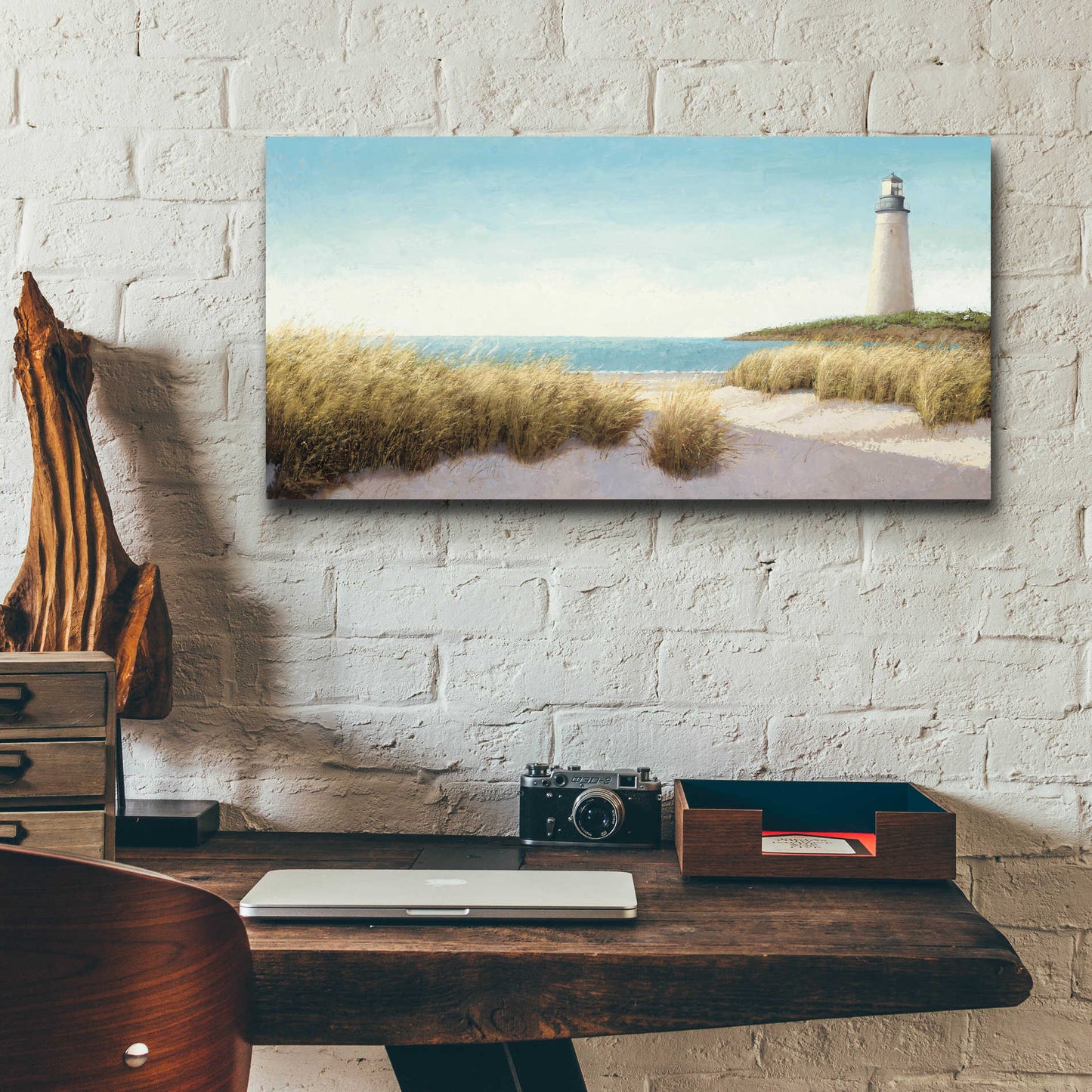 Epic Art 'Lighthouse by the Sea' by James Wiens, Acrylic Glass Wall Art,24x12