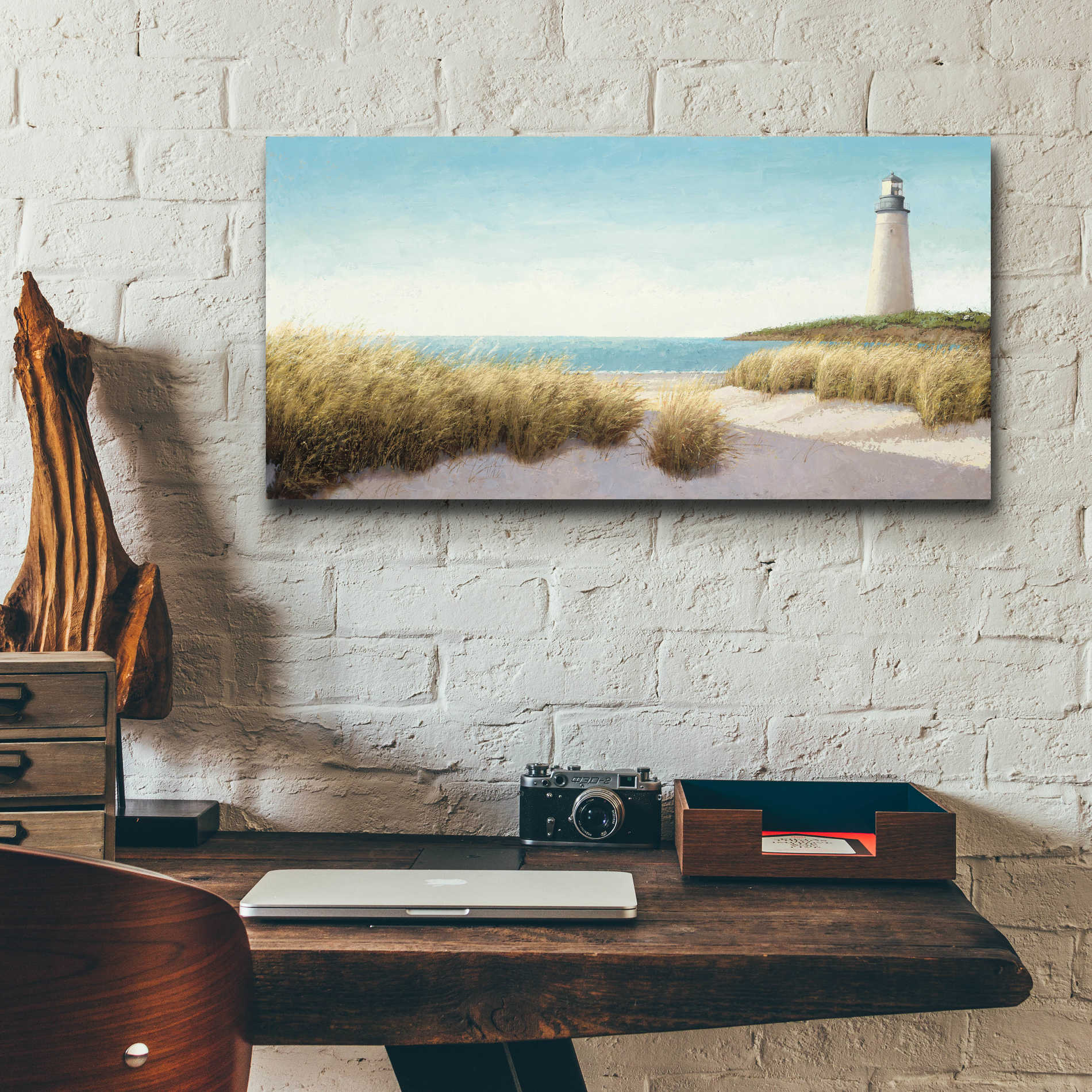 Epic Art 'Lighthouse by the Sea' by James Wiens, Acrylic Glass Wall Art,24x12