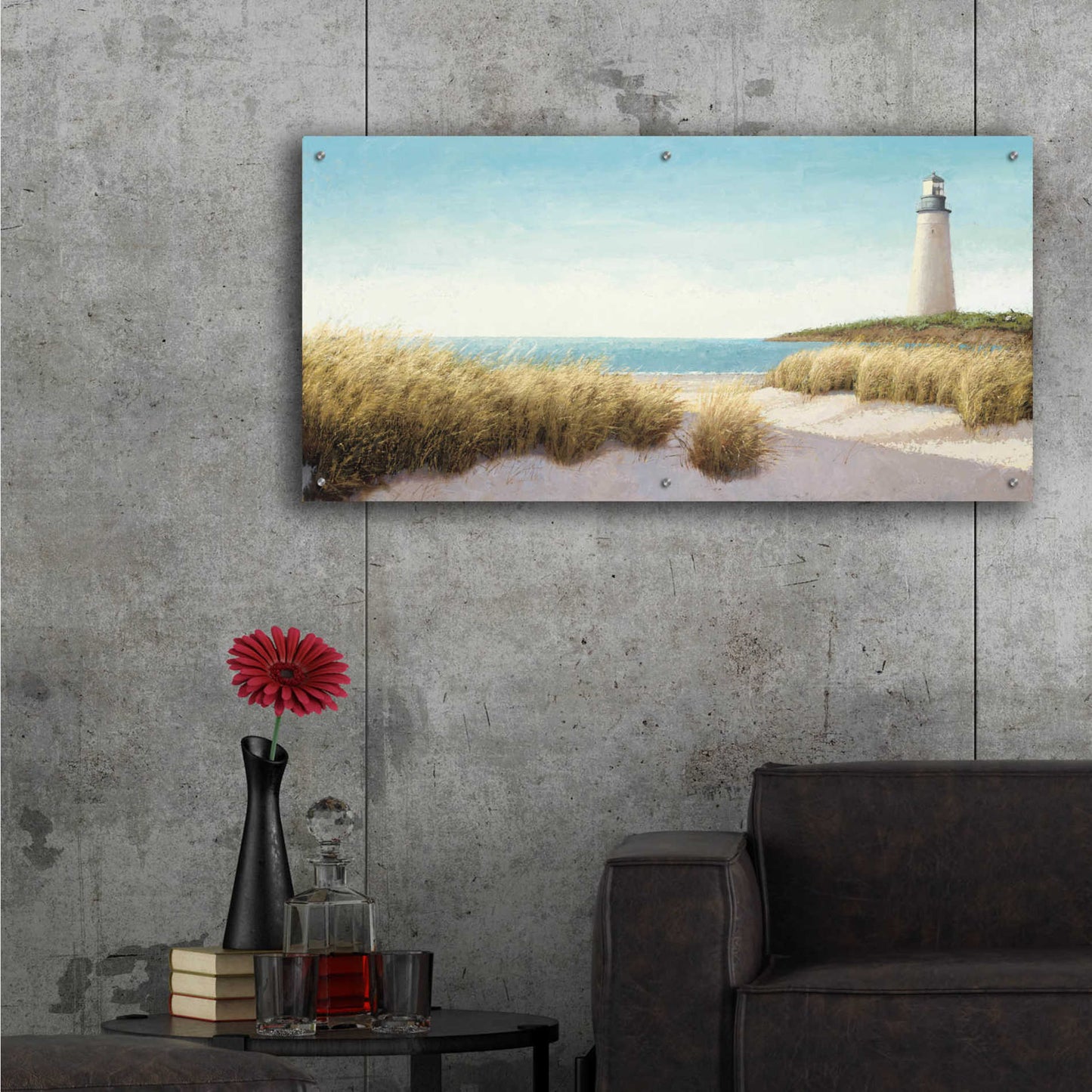 Epic Art 'Lighthouse by the Sea' by James Wiens, Acrylic Glass Wall Art,48x24