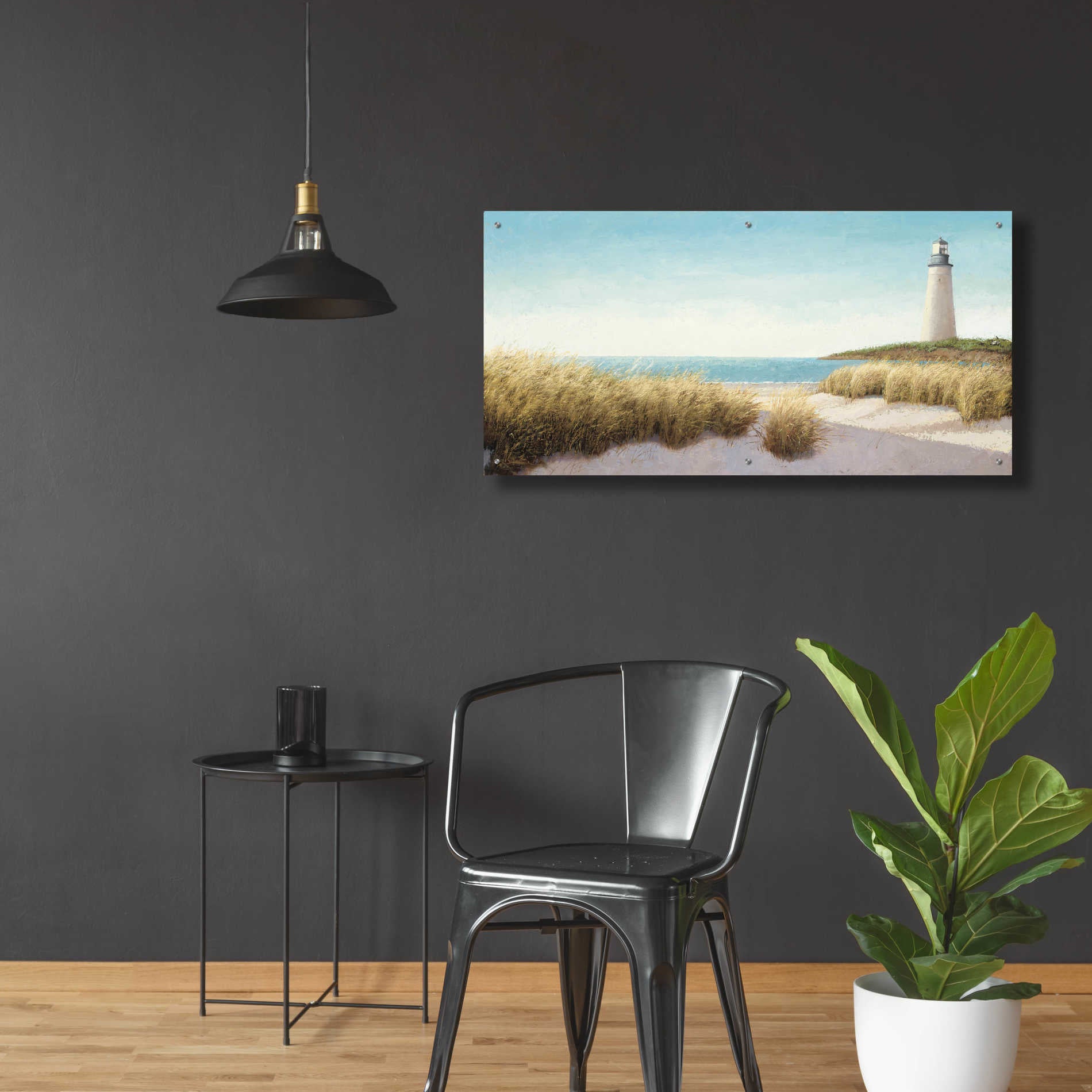 Epic Art 'Lighthouse by the Sea' by James Wiens, Acrylic Glass Wall Art,48x24