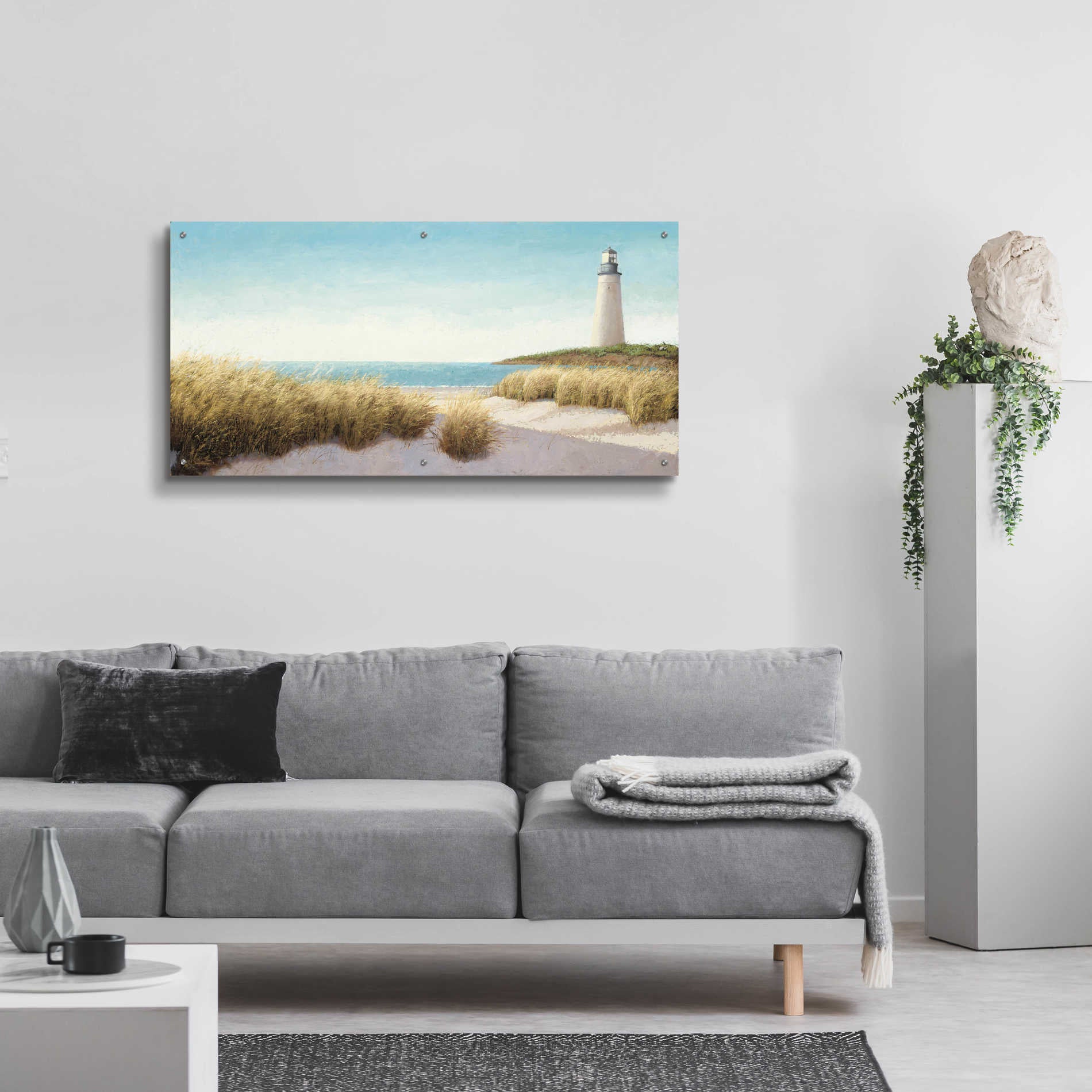 Epic Art 'Lighthouse by the Sea' by James Wiens, Acrylic Glass Wall Art,48x24