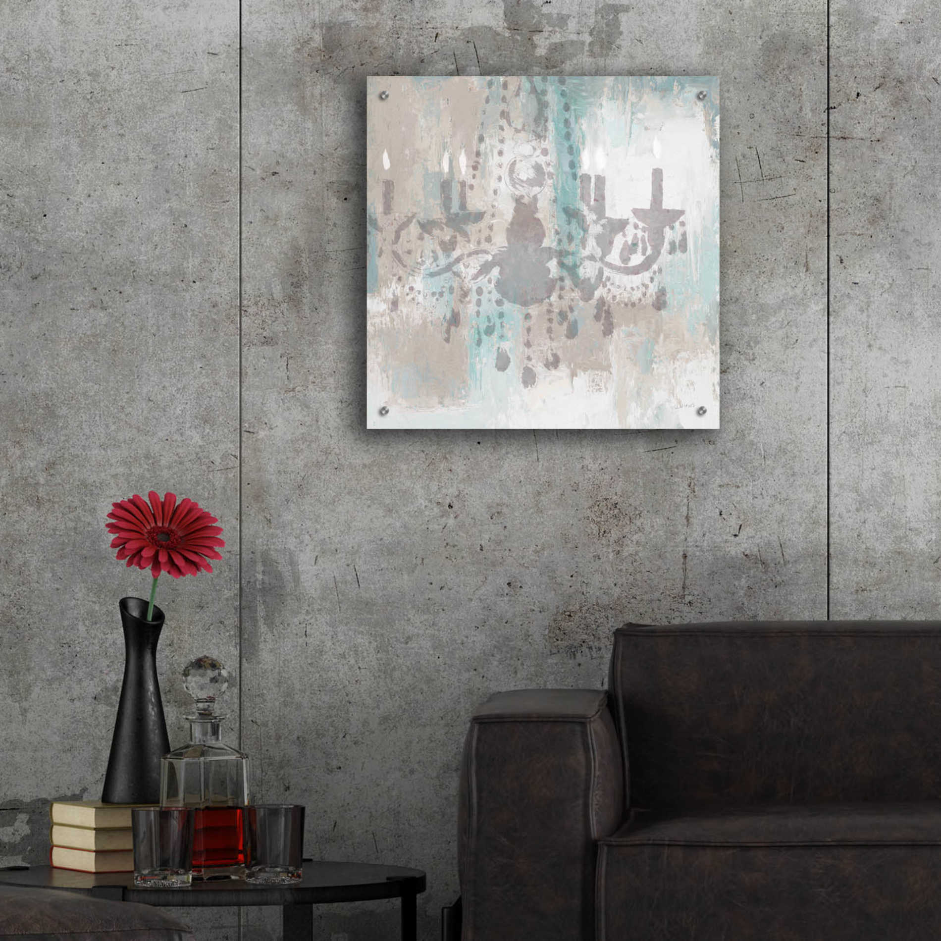 Epic Art 'Candelabra Teal I' by James Wiens, Acrylic Glass Wall Art,24x24