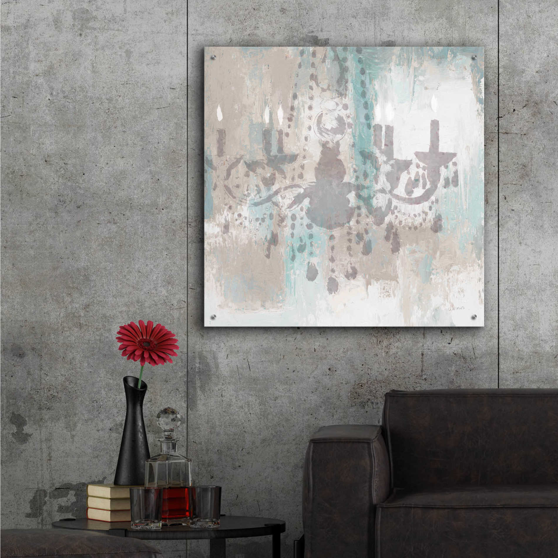 Epic Art 'Candelabra Teal I' by James Wiens, Acrylic Glass Wall Art,36x36