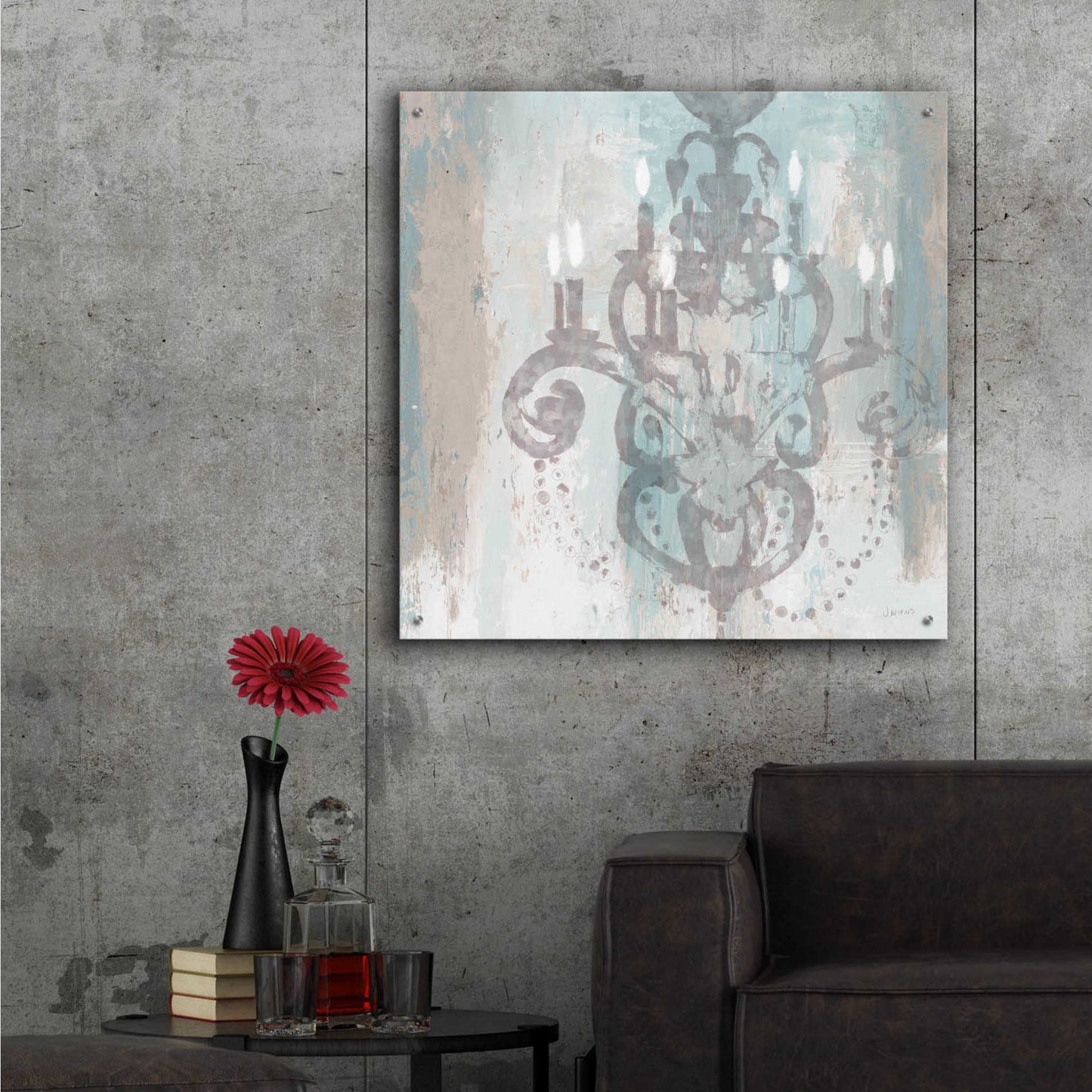 Epic Art 'Candelabra Teal II' by James Wiens, Acrylic Glass Wall Art,36x36