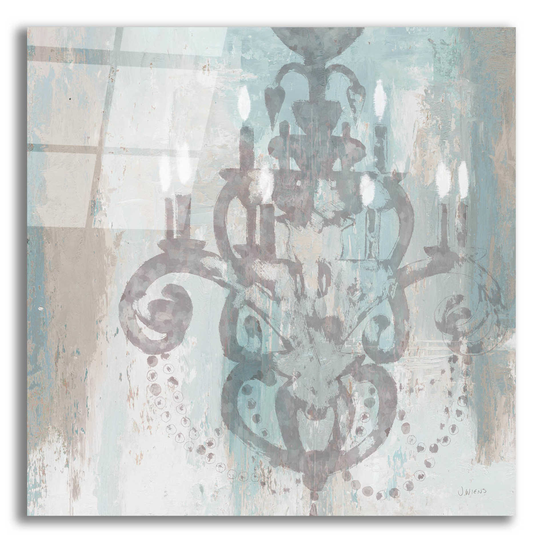 Epic Art 'Candelabra Teal II' by James Wiens, Acrylic Glass Wall Art,12x12x1.1x0,18x18x1.1x0,26x26x1.74x0,37x37x1.74x0