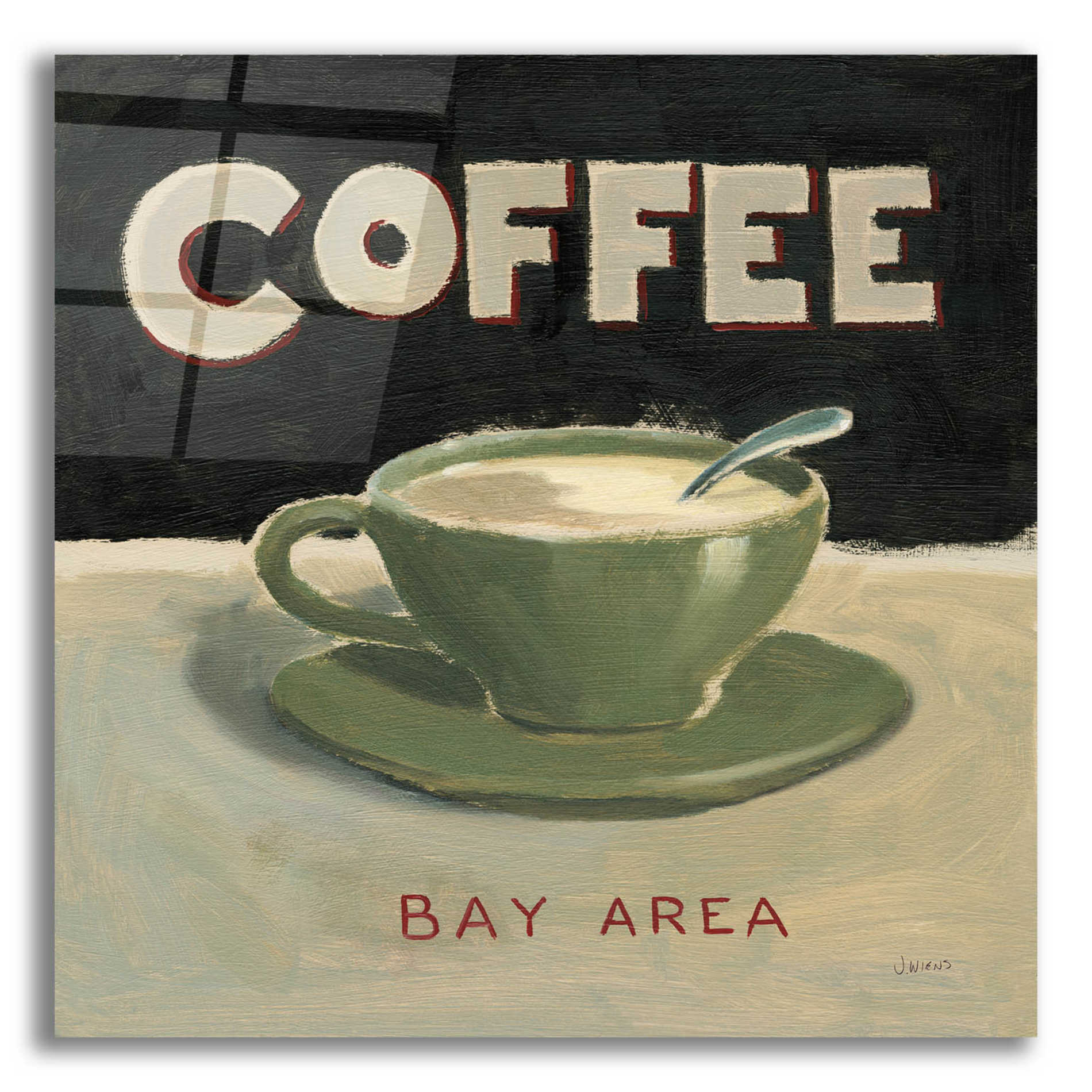 Epic Art 'Coffee Spot III' by James Wiens, Acrylic Glass Wall Art,12x12x1.1x0,18x18x1.1x0,26x26x1.74x0,37x37x1.74x0