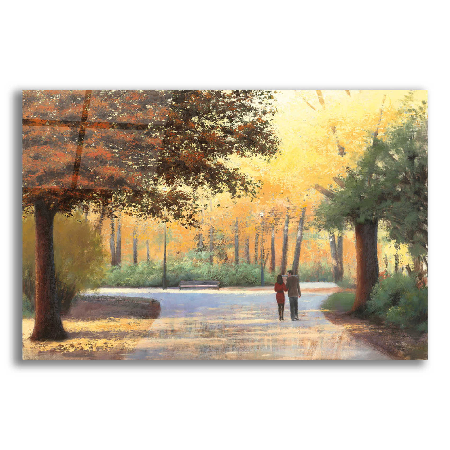 Epic Art 'Golden Autumn Stroll' by James Wiens, Acrylic Glass Wall Art,18x12x1.1x0,26x18x1.1x0,40x26x1.74x0,60x40x1.74x0