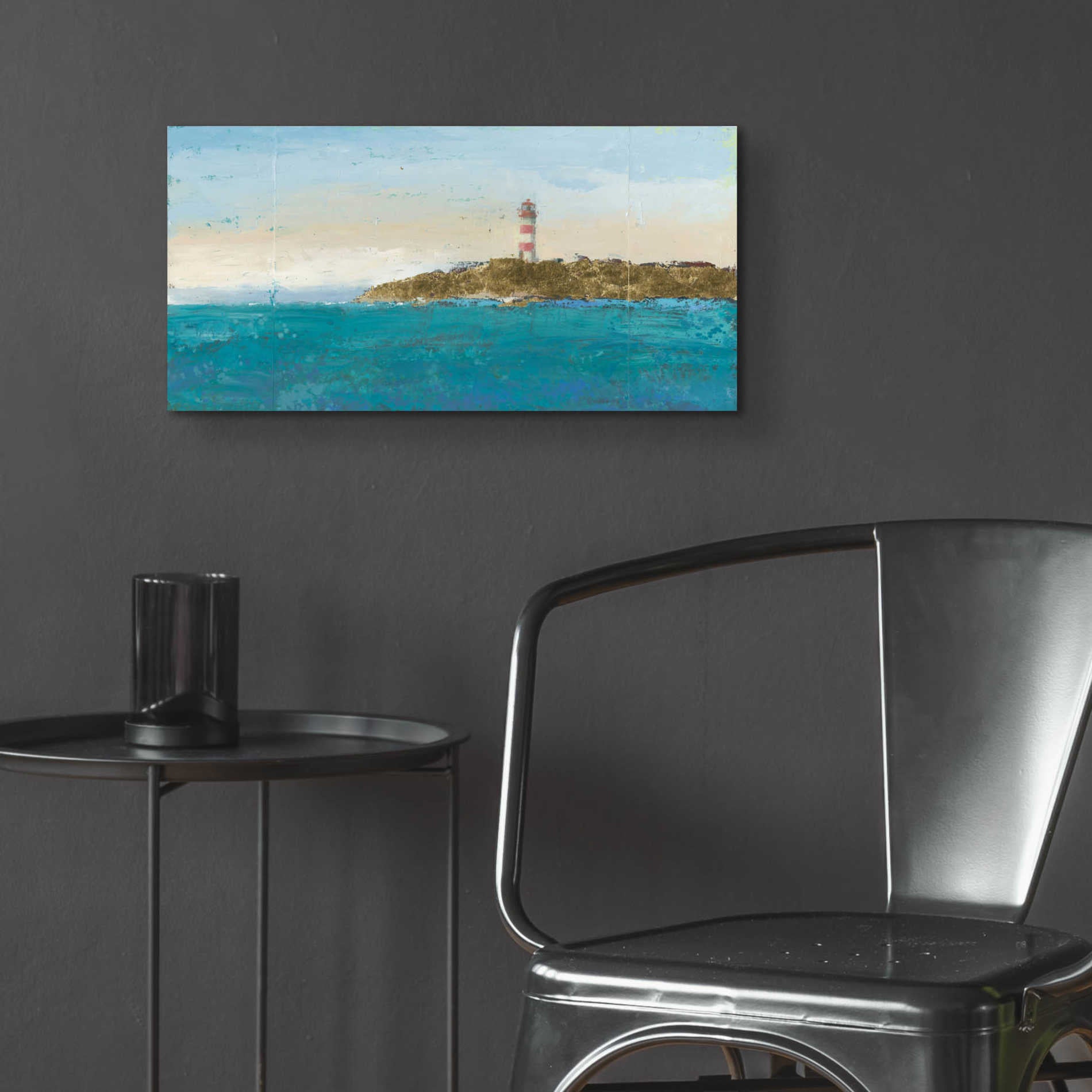 Epic Art 'Lighthouse Seascape I' by James Wiens, Acrylic Glass Wall Art,24x12