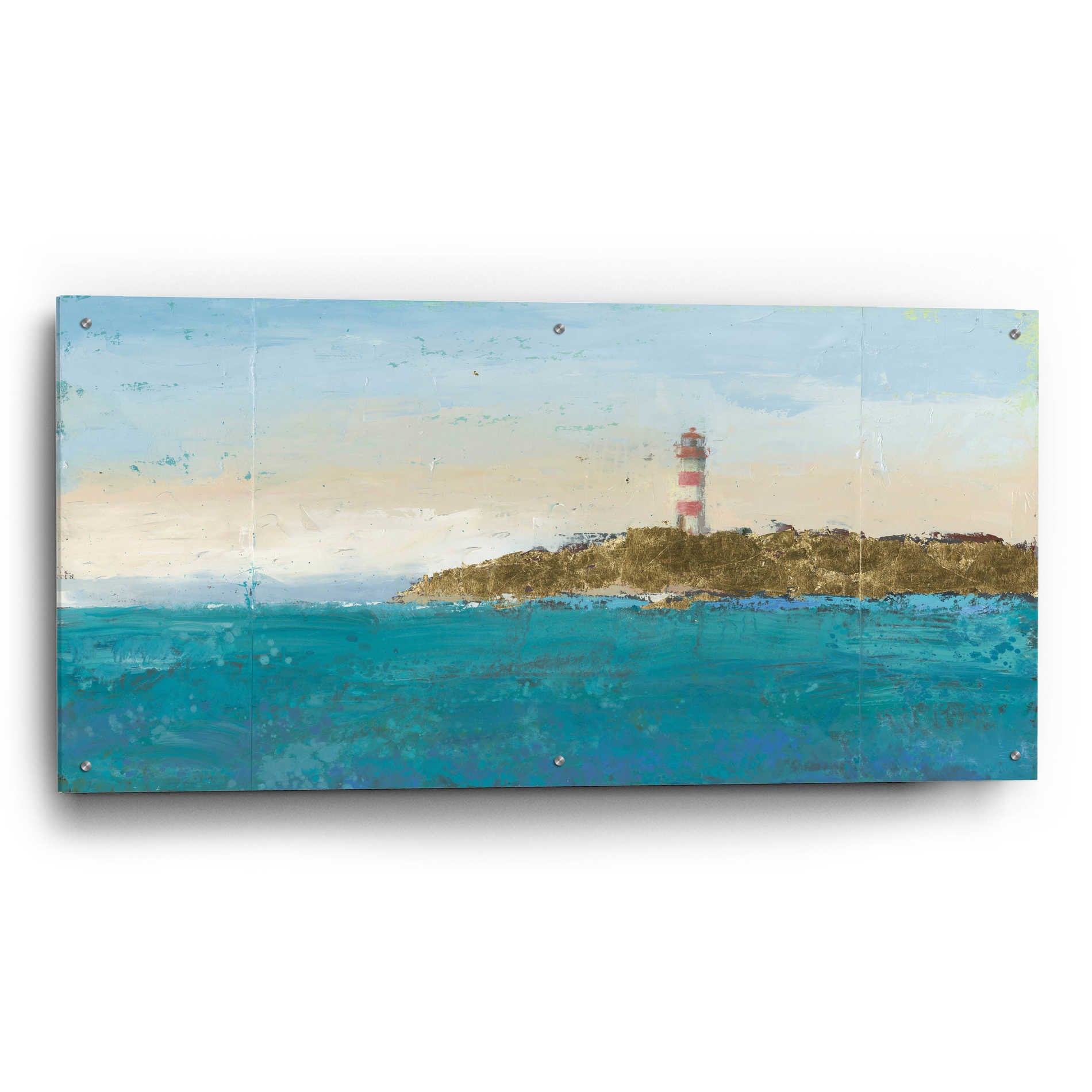 Epic Art 'Lighthouse Seascape I' by James Wiens, Acrylic Glass Wall Art,48x24