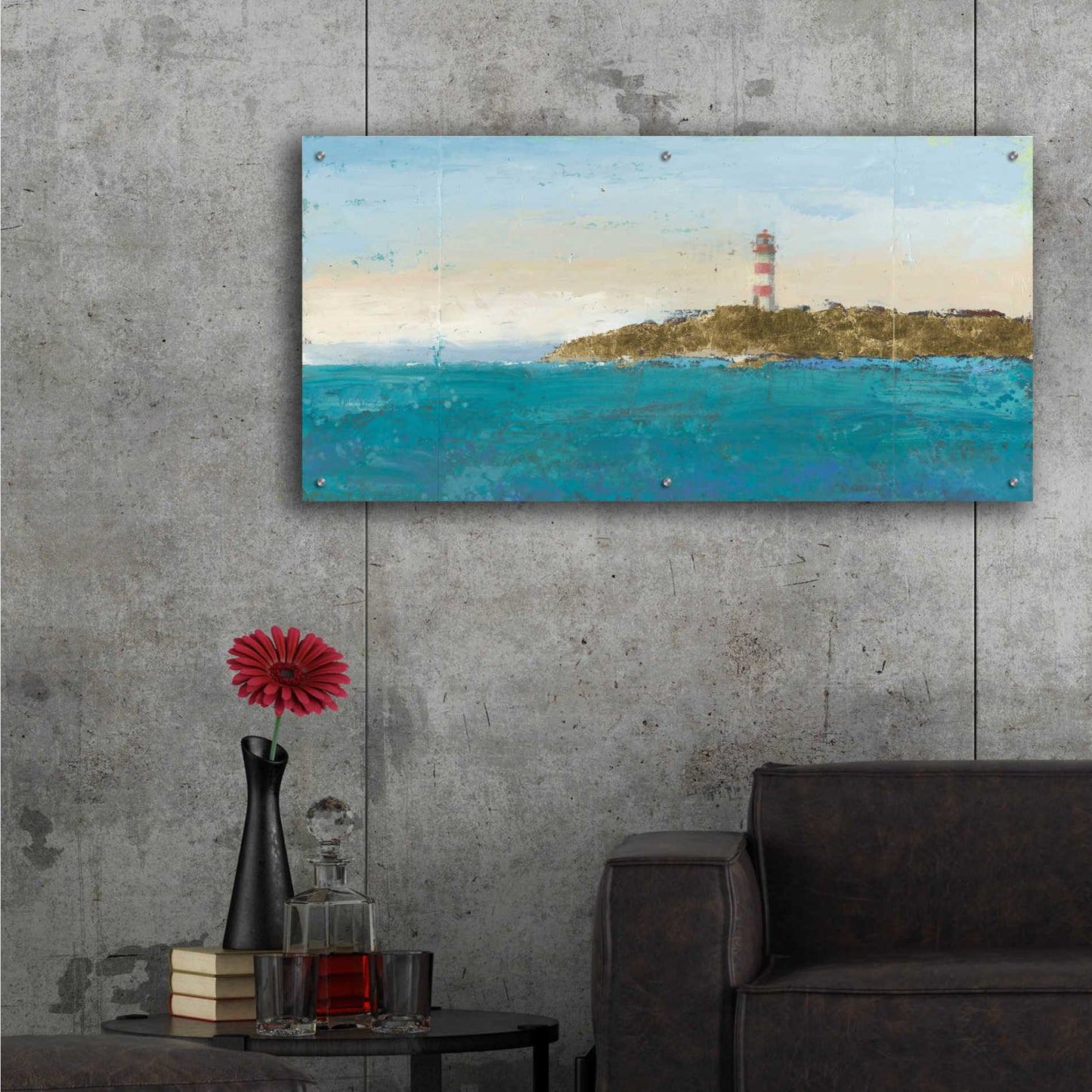 Epic Art 'Lighthouse Seascape I' by James Wiens, Acrylic Glass Wall Art,48x24