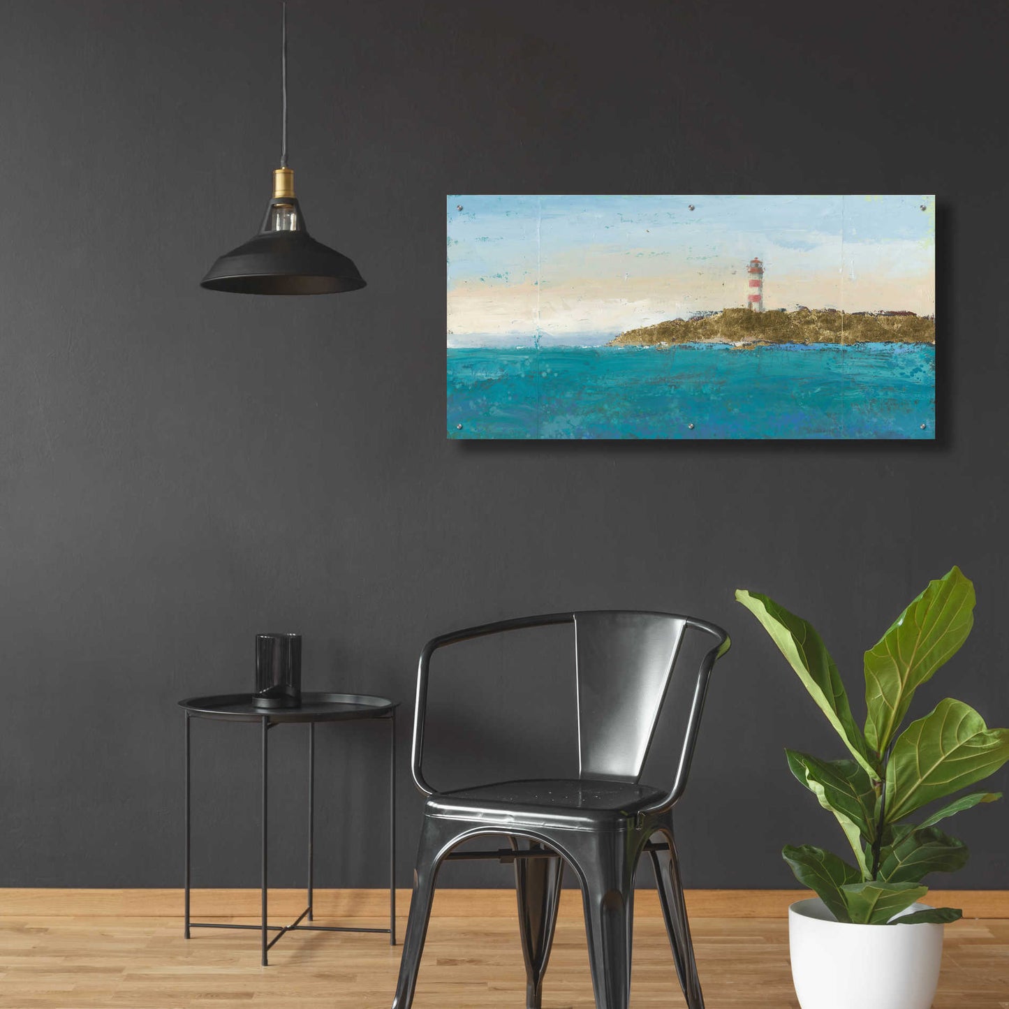 Epic Art 'Lighthouse Seascape I' by James Wiens, Acrylic Glass Wall Art,48x24