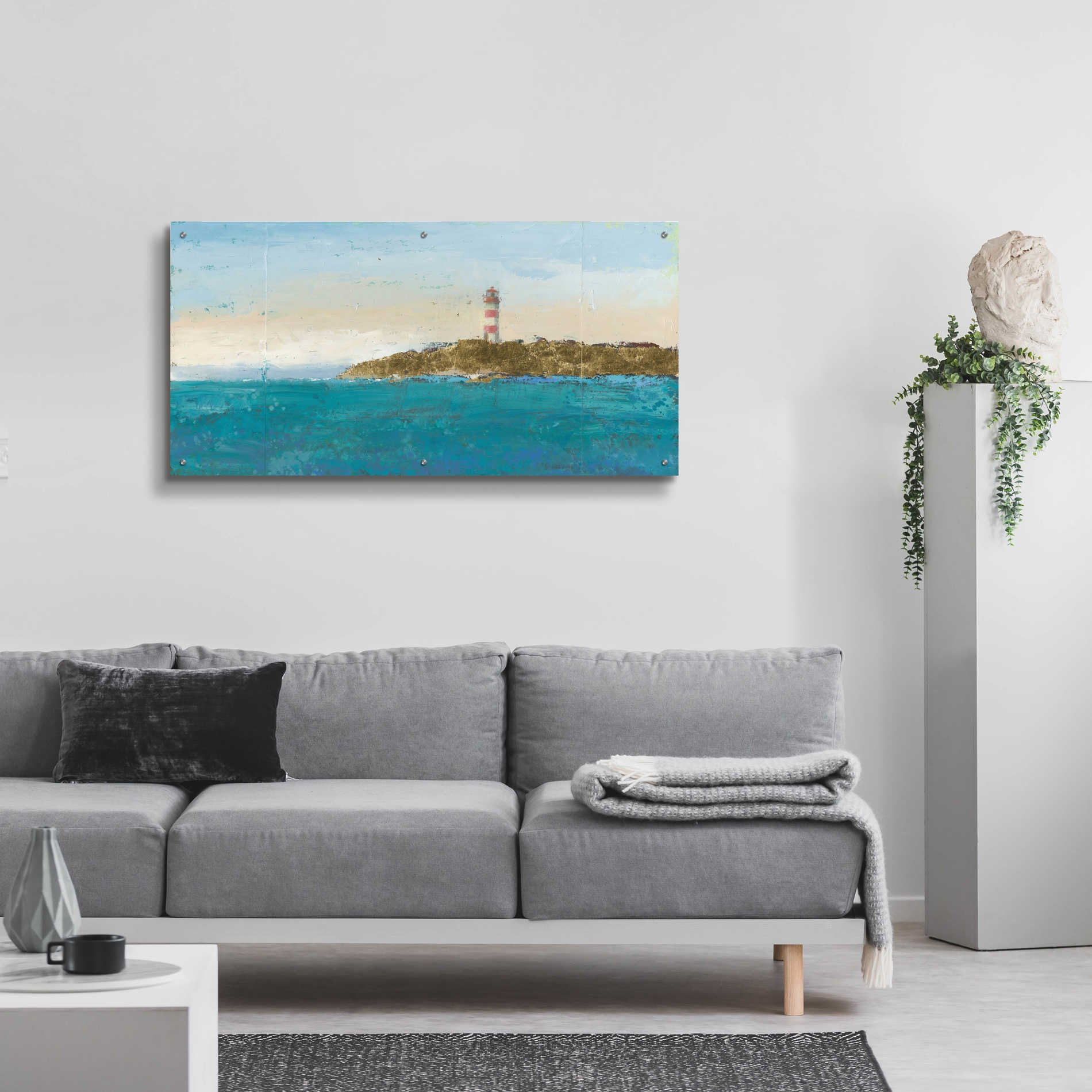 Epic Art 'Lighthouse Seascape I' by James Wiens, Acrylic Glass Wall Art,48x24