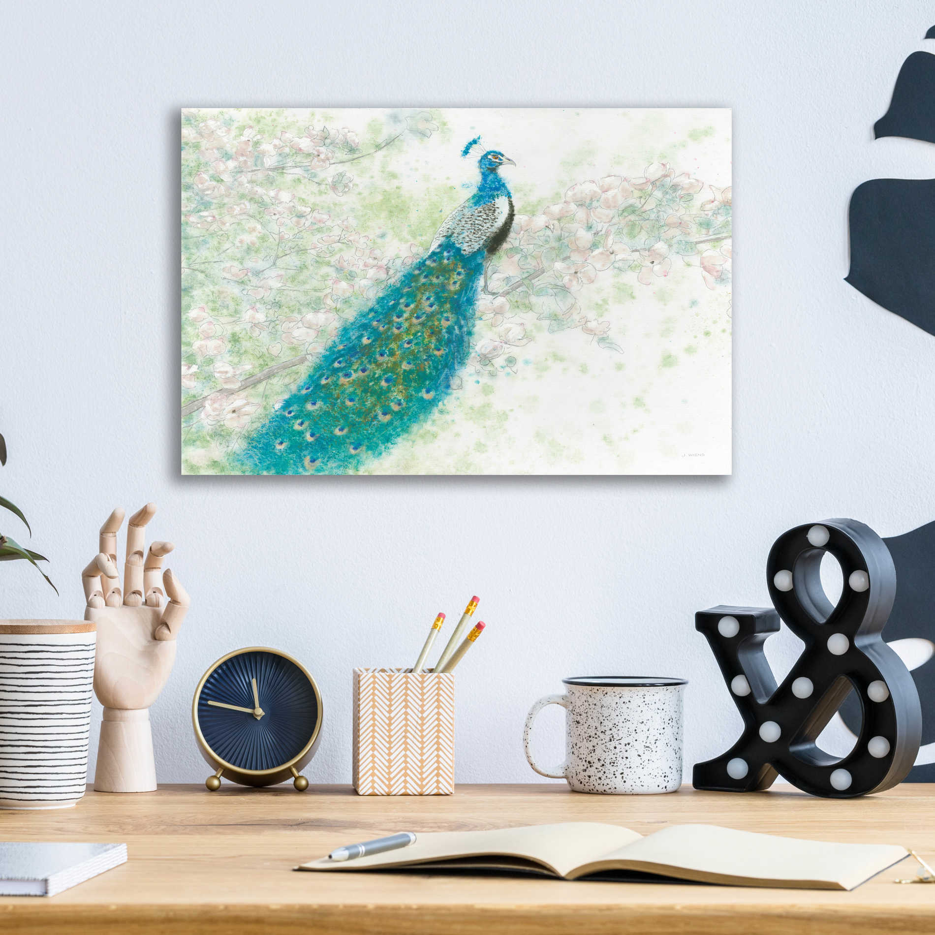 Epic Art 'Spring Peacock I' by James Wiens, Acrylic Glass Wall Art,16x12