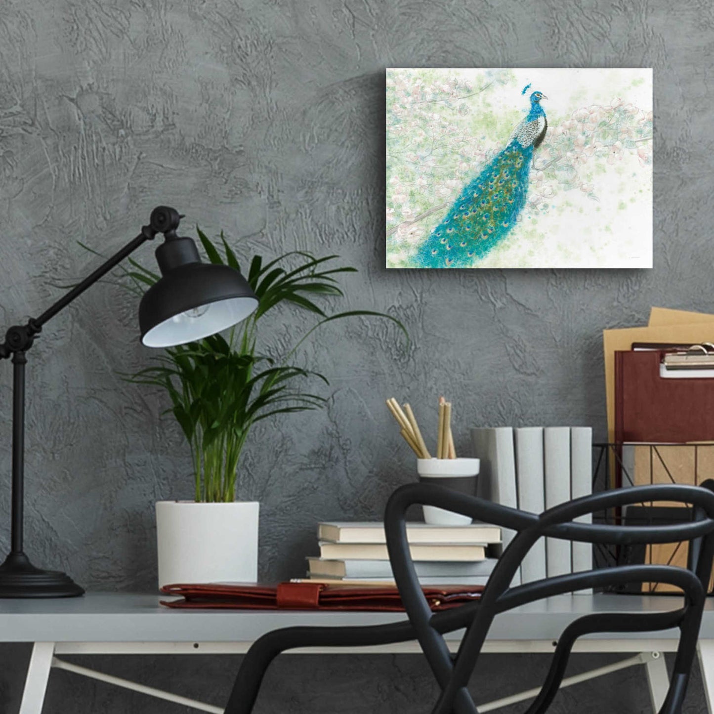 Epic Art 'Spring Peacock I' by James Wiens, Acrylic Glass Wall Art,16x12