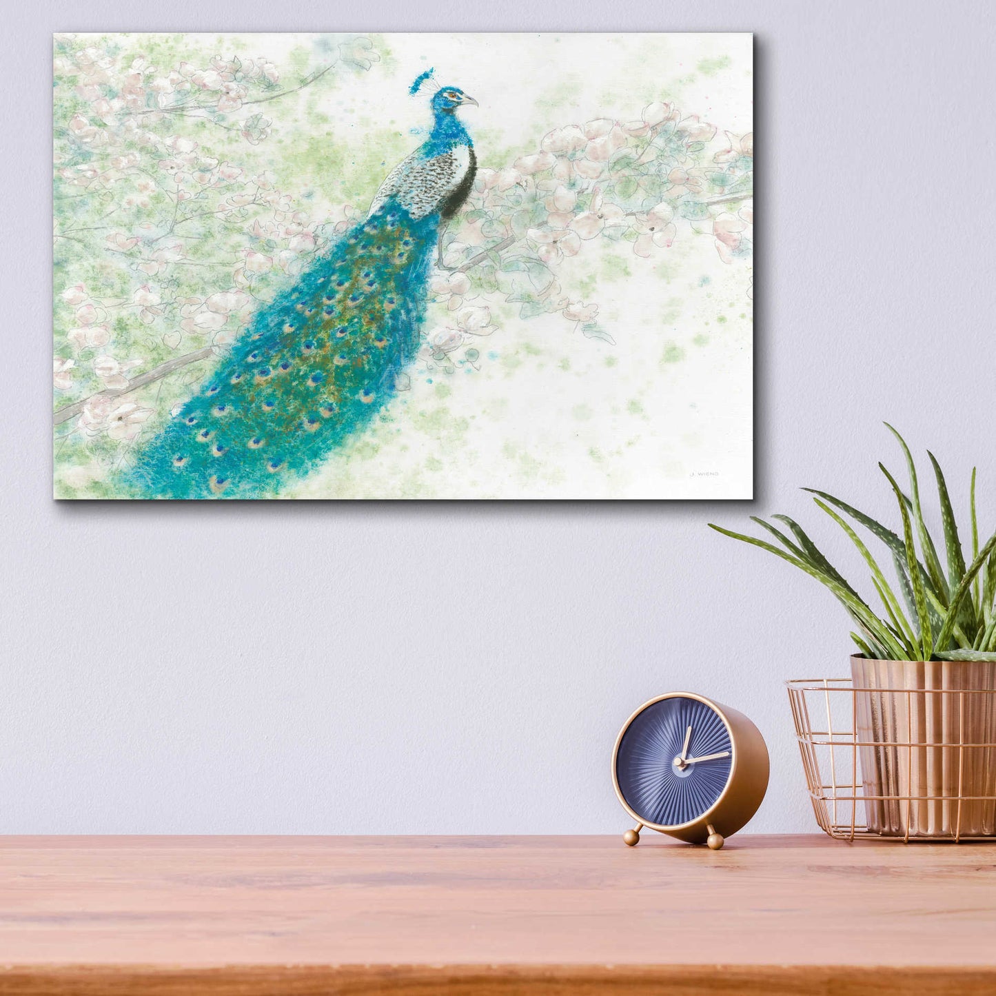 Epic Art 'Spring Peacock I' by James Wiens, Acrylic Glass Wall Art,16x12