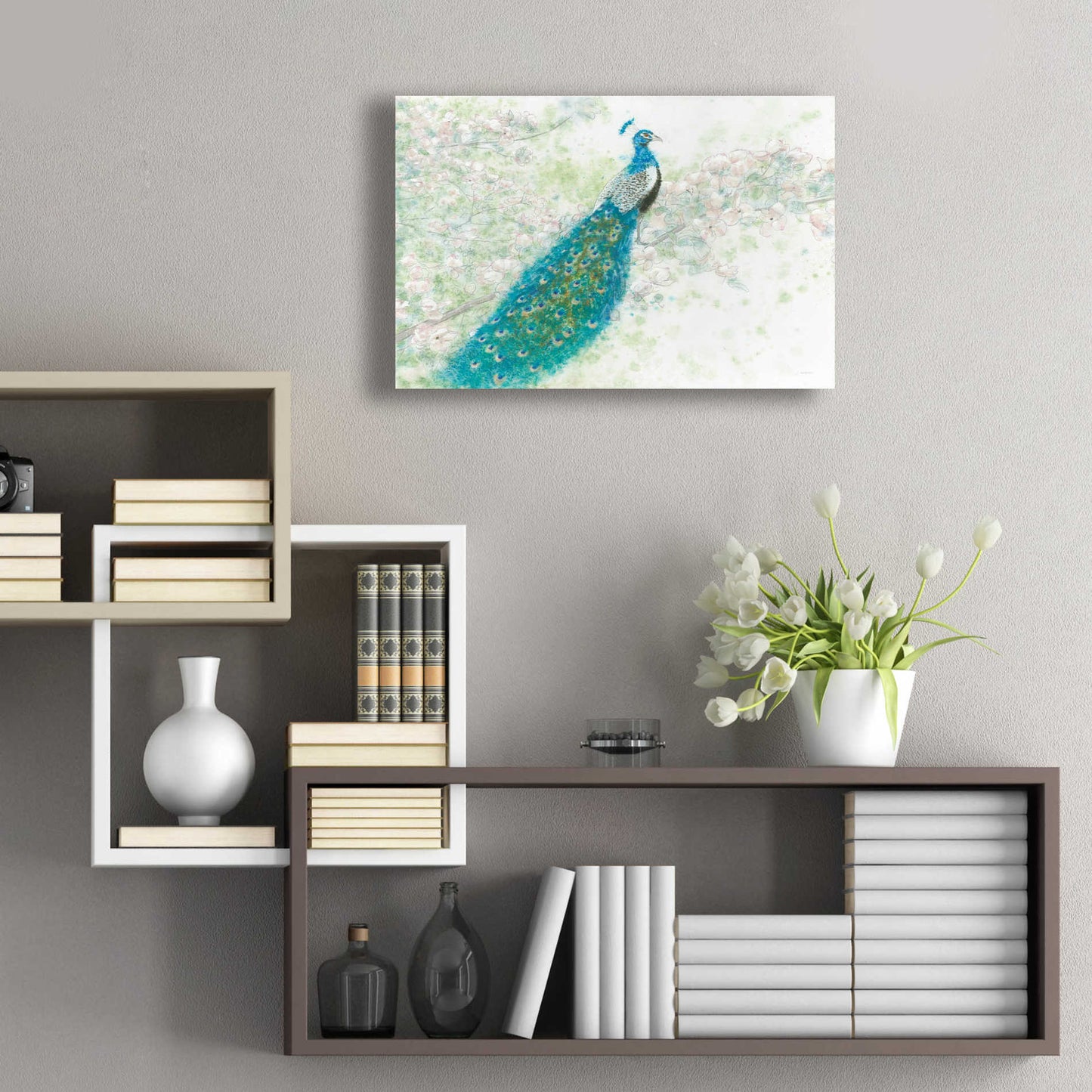 Epic Art 'Spring Peacock I' by James Wiens, Acrylic Glass Wall Art,24x16