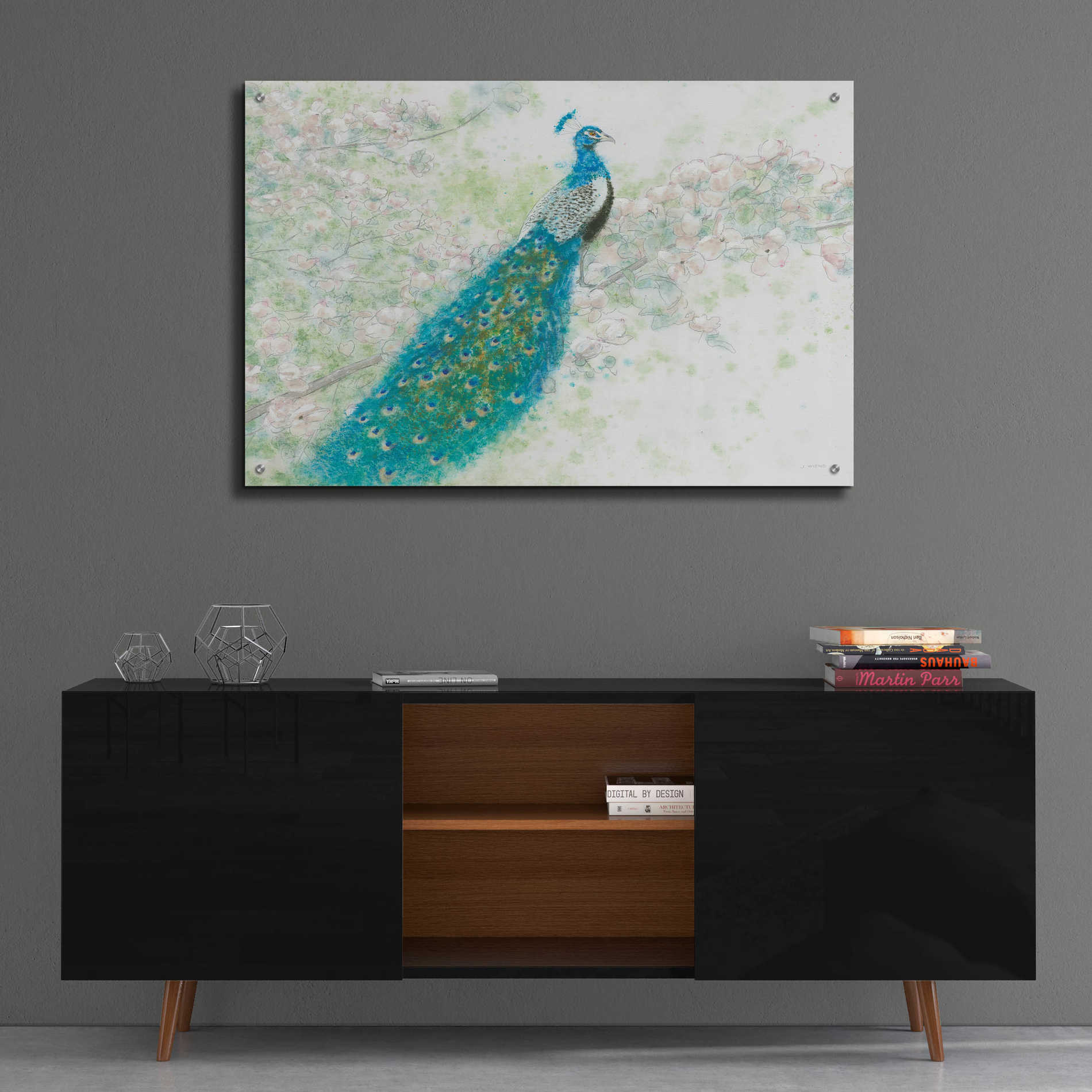 Epic Art 'Spring Peacock I' by James Wiens, Acrylic Glass Wall Art,36x24